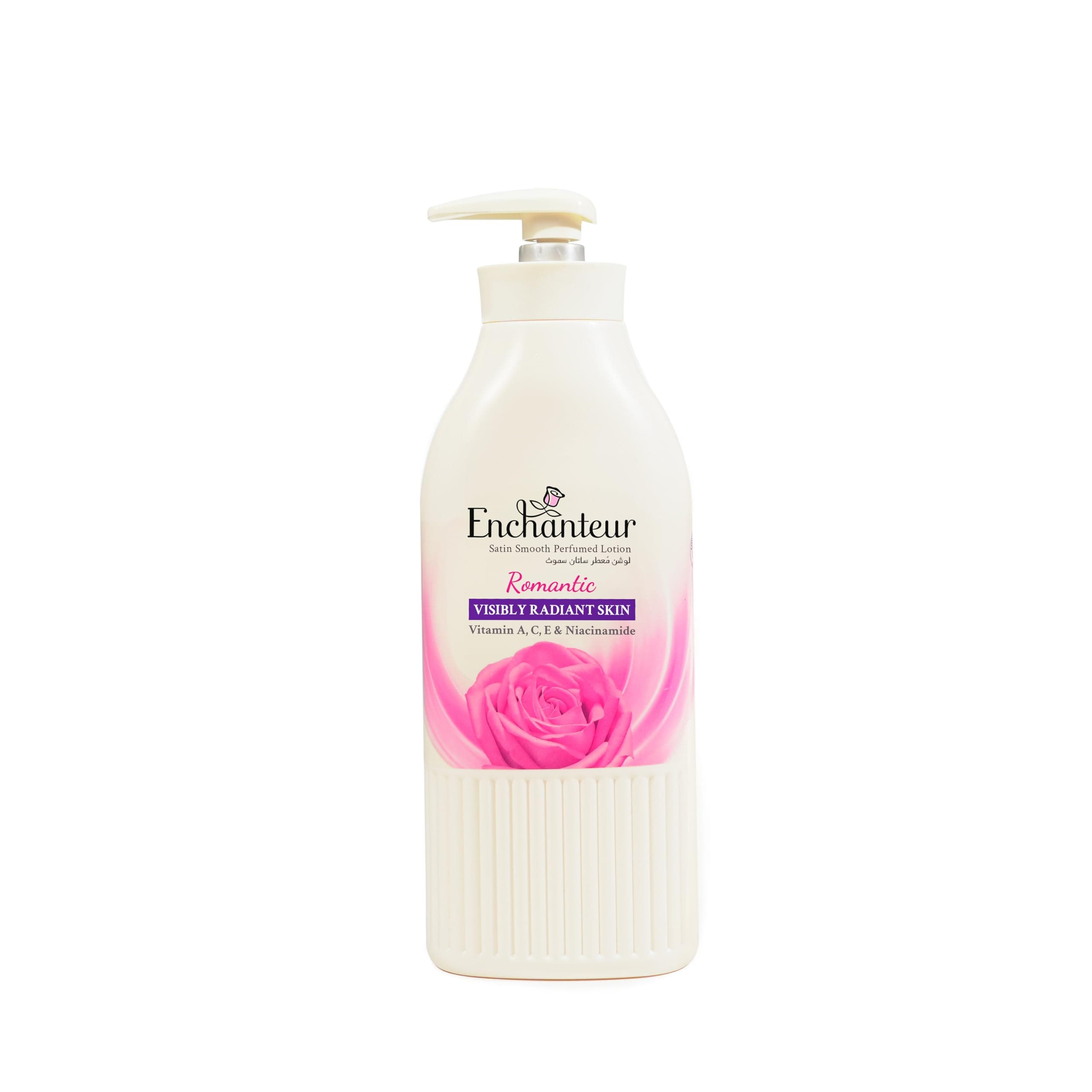 Enchanteur Satin Smooth Perfumed Lotion - Romantic, New Look & Improved Formula, Enriched with Vitamin A, C, E, Niacinamide, Aloe Vera & Olive Butter, For Smooth & Radiant Skin, All Skin Types, 500ml