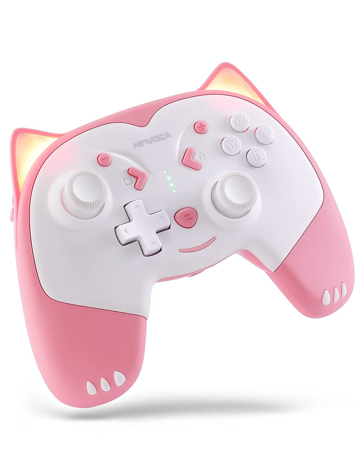 Wireless Controller for Nintendo Switch/Switch Lite, Cute Pro Controller with Turbo, Motion, Vibration, Wake-Up, Headphone Jack and Breathing Light - Pink