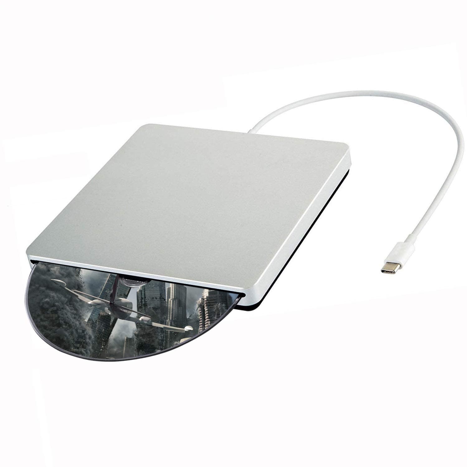 USB-C Superdrive External DVD/CD Reader and DVD/CD Burner for Latest Mac Pro/MacBook Pro/ASUS/ASUS/DELL Latitude with USB-C Port Plug and Play (Silver)