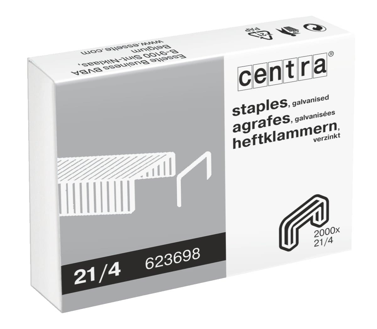 Centra Galvanised Staples - 21/4 mm, Box of 2000
