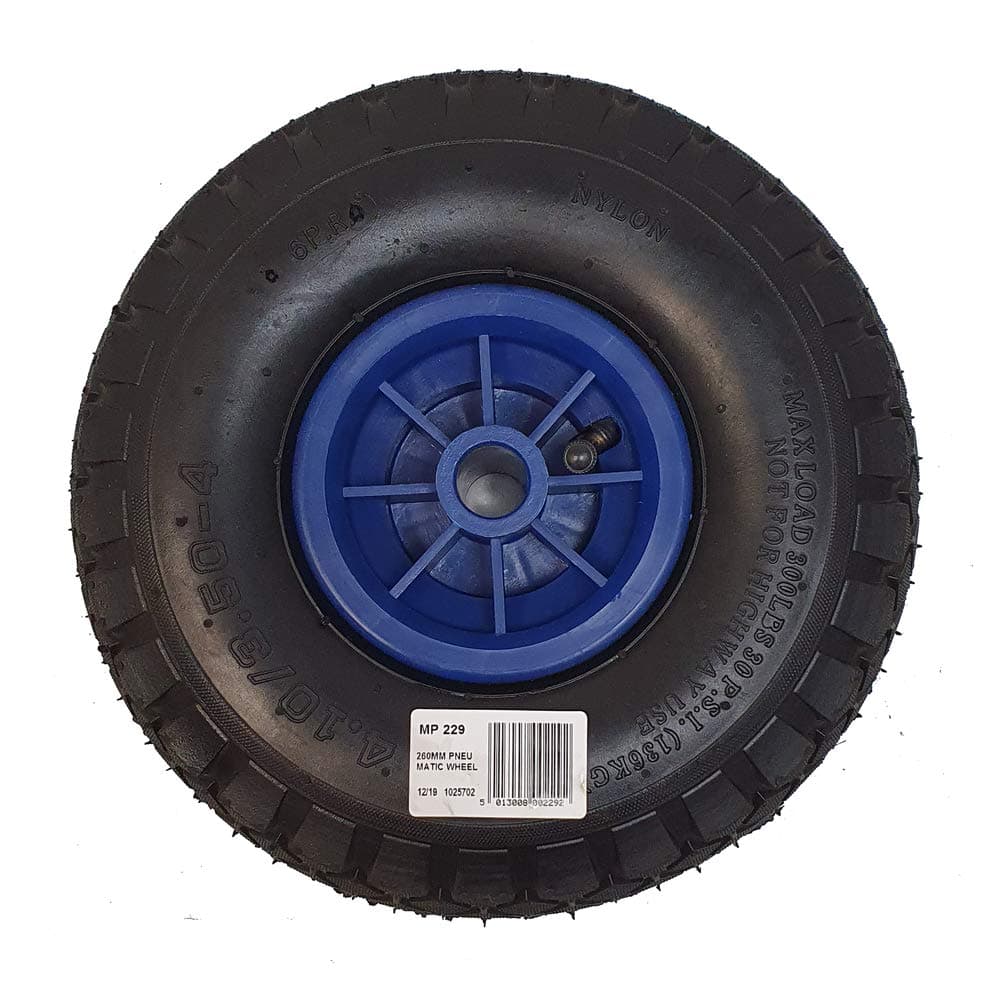 Maypole 260 mm Replacement Pneumatic Rubber/Plastic Wheel For Jockey Wheels Tyre Width 70 mm, Diameter 260 mm, 136 kg Max, Static Load