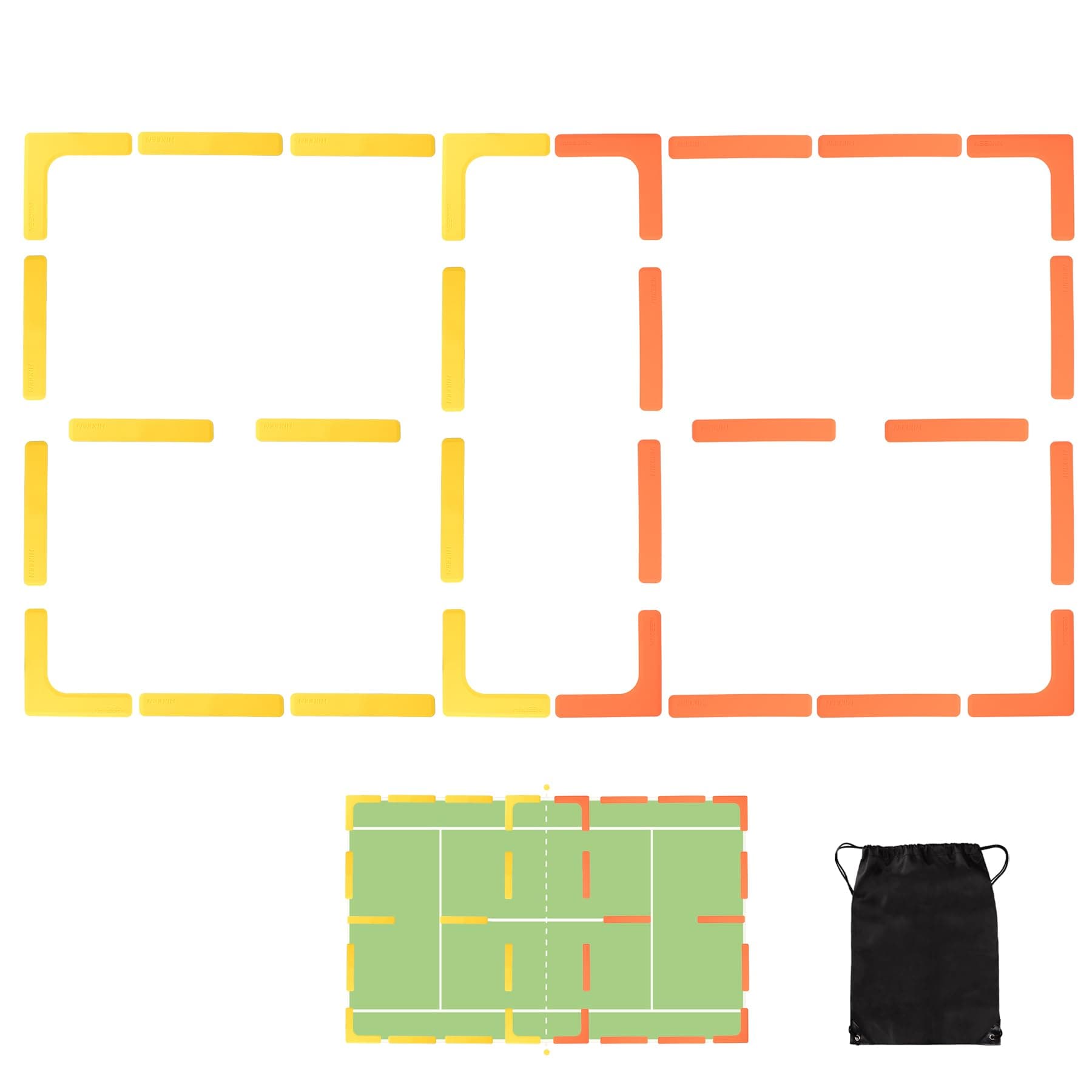 Hikeen Court Lines Marker Kit Anti-Slip and Wind-Resistant Throw Down Markers 28pcs, Pickleball Net Court for Outdoor Indoor Court