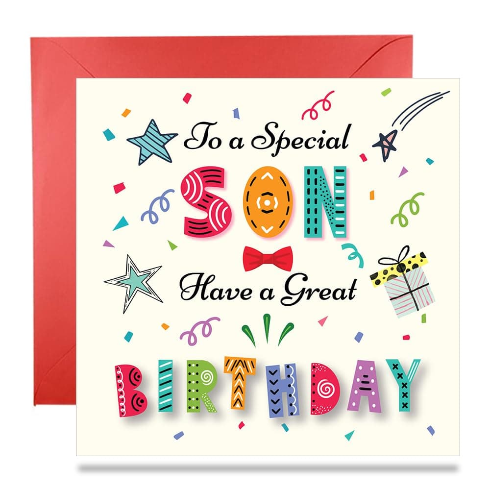 Papa PrintsAdult Birthday Card for Son (145 x 150 mm) with Envelope - Special Son Birthday Card for Men