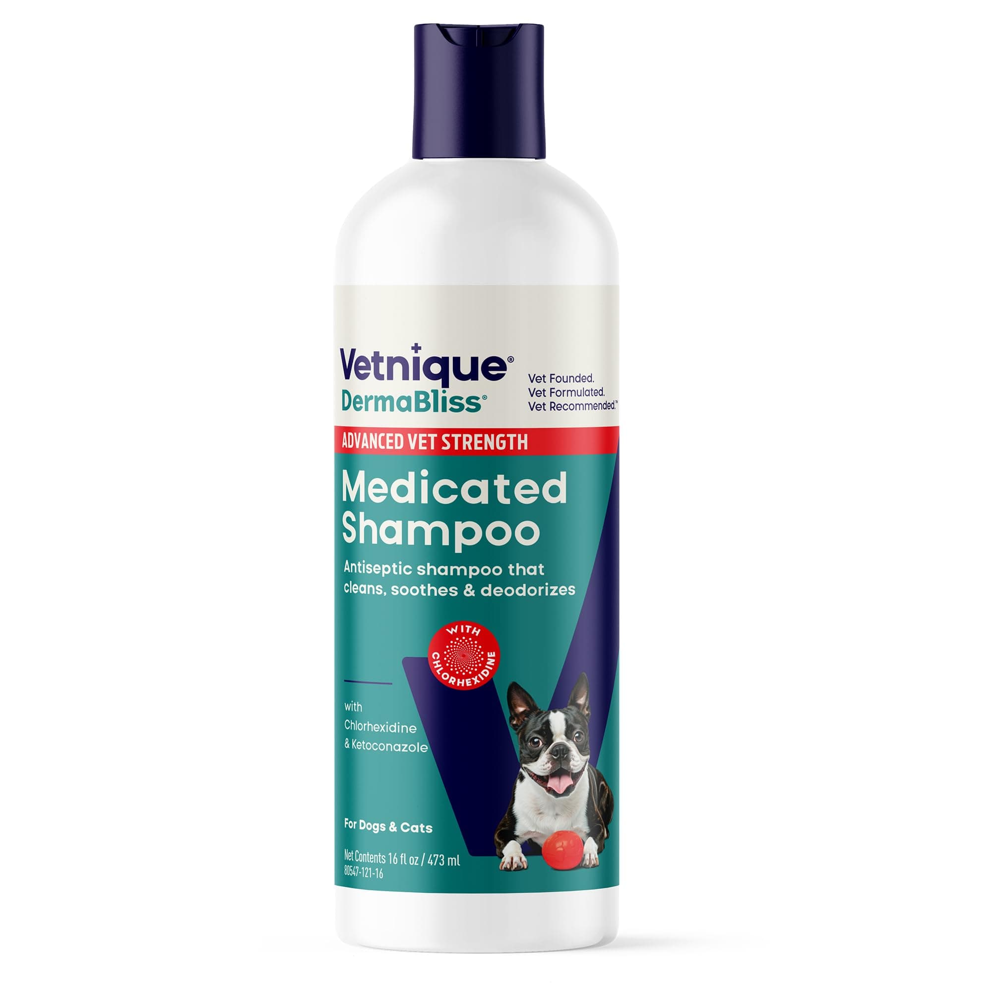 Vetnique Dermabliss Advanced Vet Strength Chlorhexidine for Dogs - Antibacterial Medicated Dog Shampoo - for Skin Infections & Irritation, Hot Spots & Redness Relief (Medicated Shampoo, 16oz)