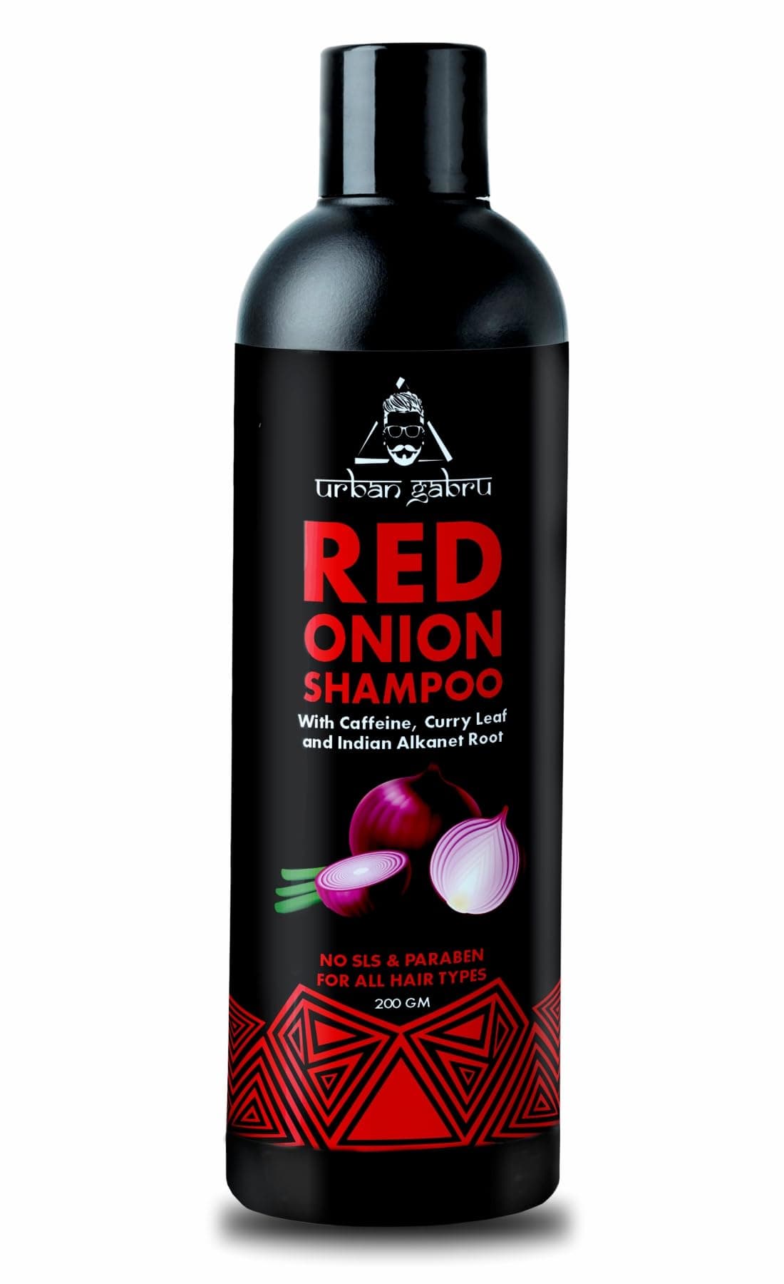 UrbanGabru Red Onion Shampoo for hair strengthening & hair fall control - Paraben & Sulphate free 200gm