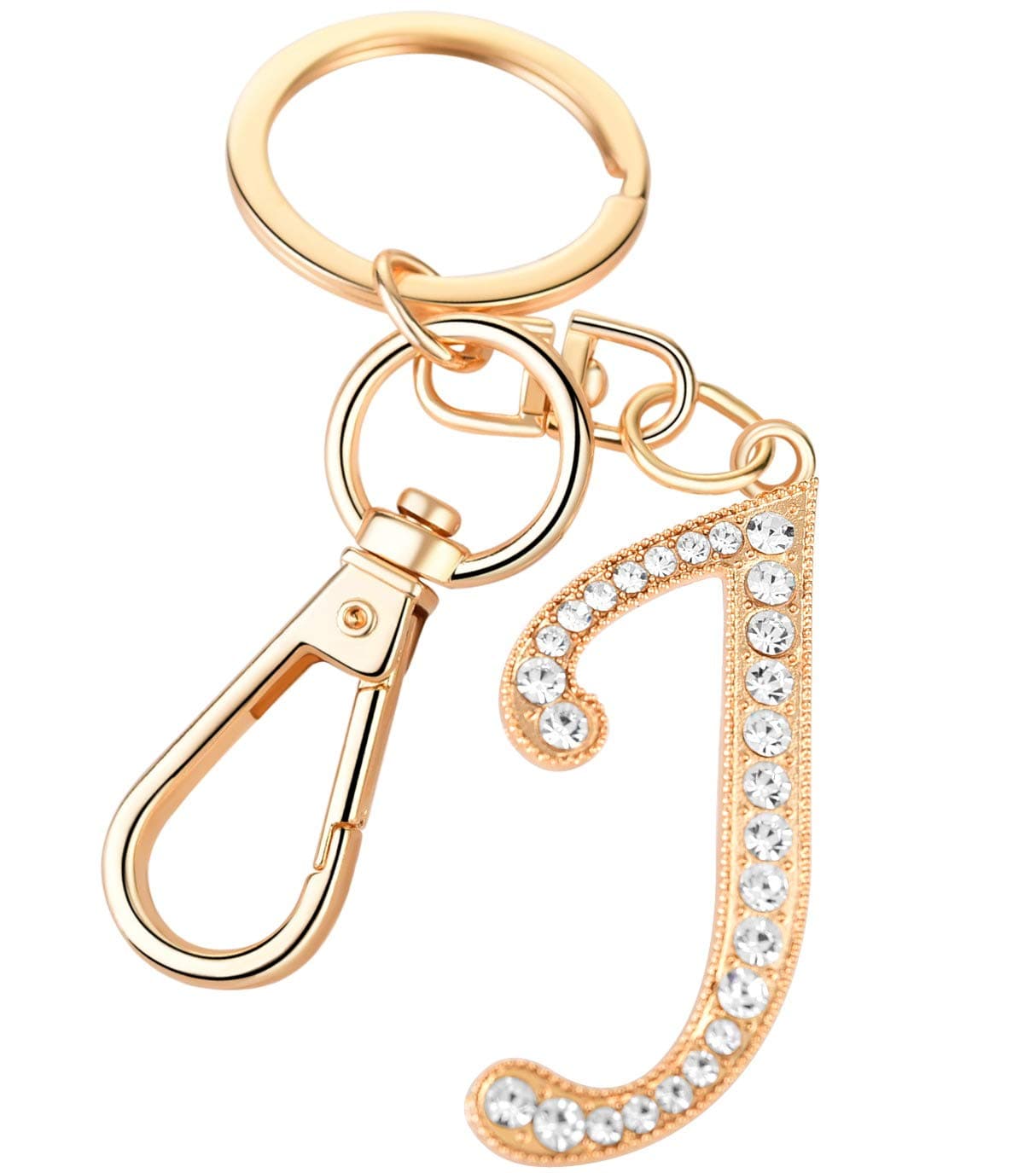 AlphaAcc Keychain for Women Purse Charms for Handbags Crystal Alphabet Initial Letter Pendant with Key Ring