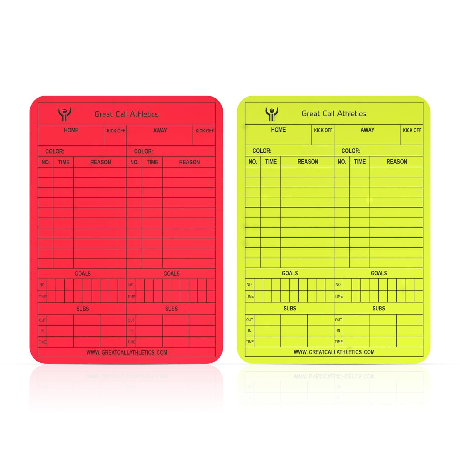 Great Call Athletics | Soccer Pro Reusable Write-On Game Card | Set of Yellow & Red | Erasable Match Data Record Fits Pocket NFHS