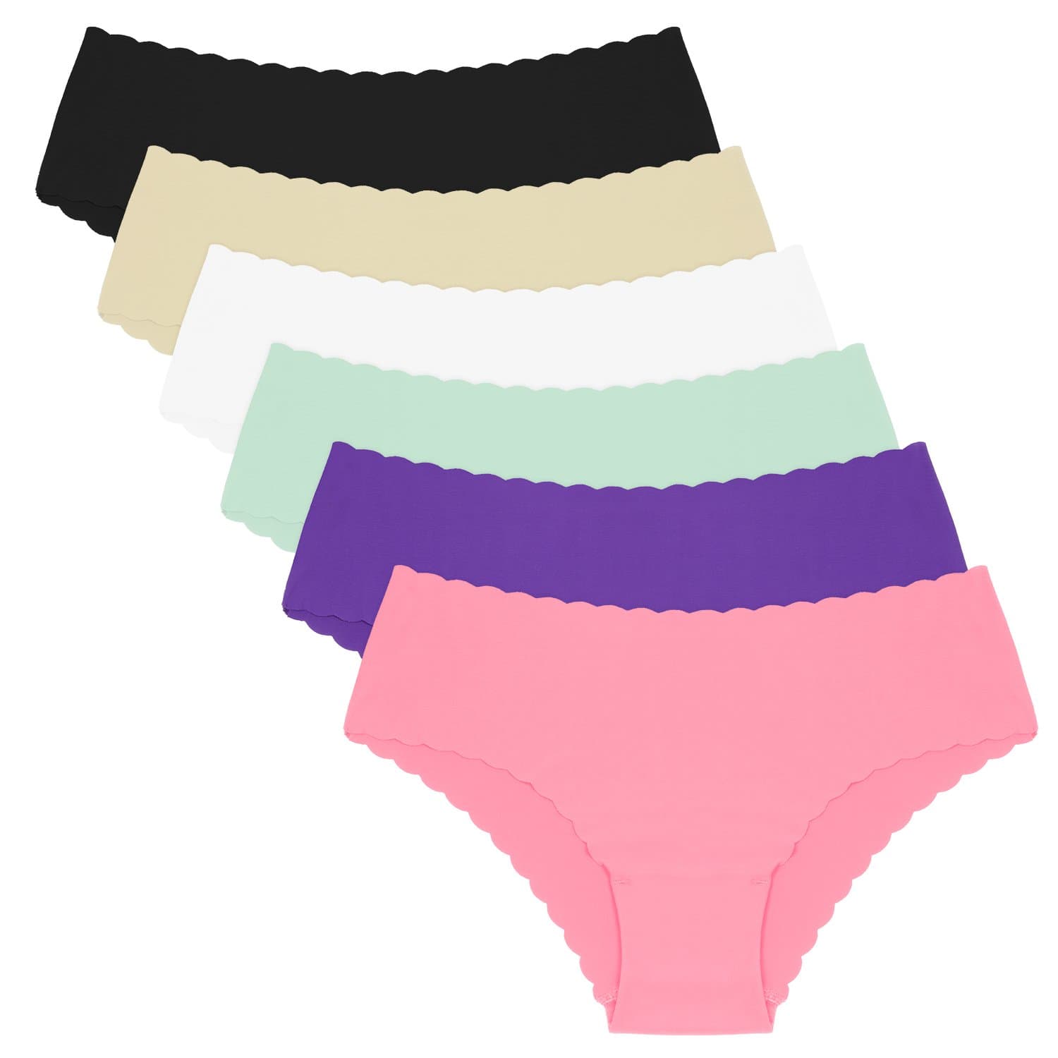 ANZERMIX Womens Seamless Laser Cut Brief Wave Edge Panties Pack of 6