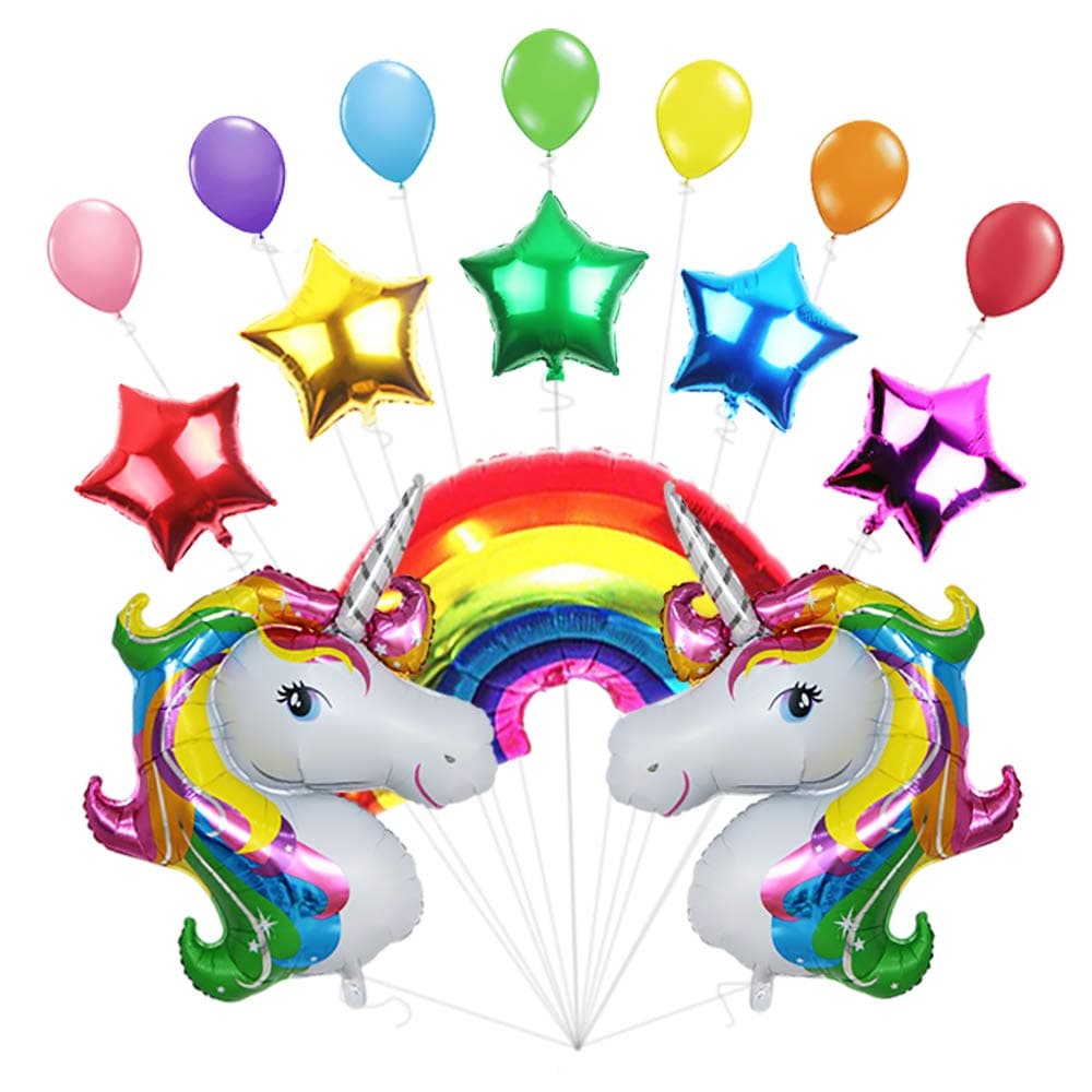BALONAR 34" Colorful Rainbow Unicorn Balloons Birthday Party Supplies for Kids Birthday Decorations, Colorful Baby Shower Decorations Cute Party Decorations