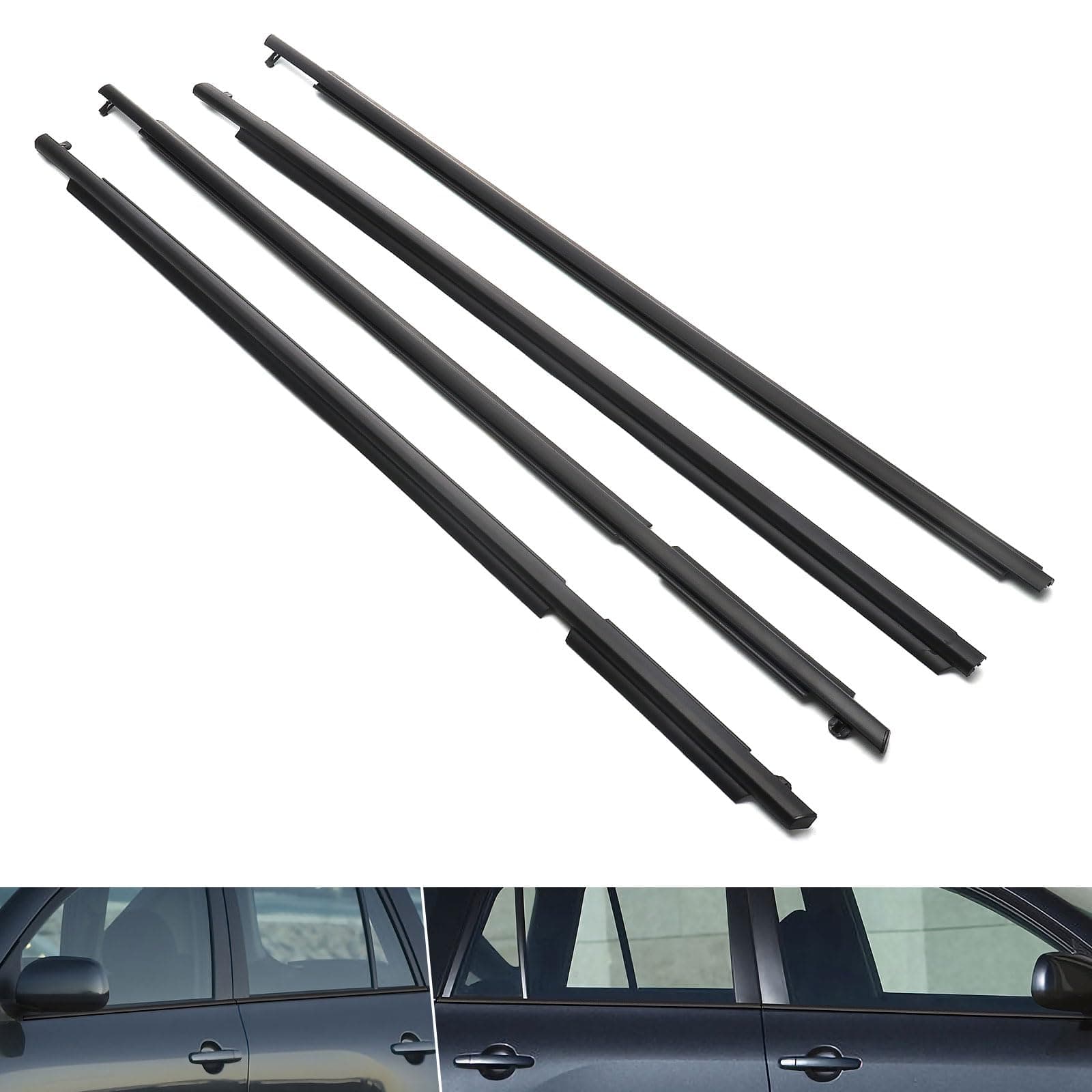 MotorFansClub 4PCS Weatherstrip Window Sealing Fit for RAV4 2006 2007 2008, Sealing Strip Door Outside Trim, Black
