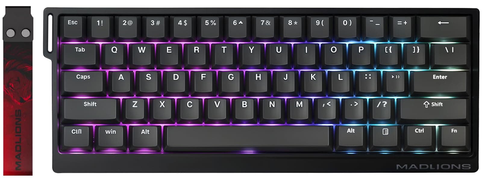 Hyekit MADLIONS MAD 60 HE RGB 60% Wired Magnetic Switch Mechanical Gaming Keyboard with Adjustable Actuation, Rapid Trigger Mode, 16 Million Colors RGB Lighting, for PC/Mac Gamer, Black