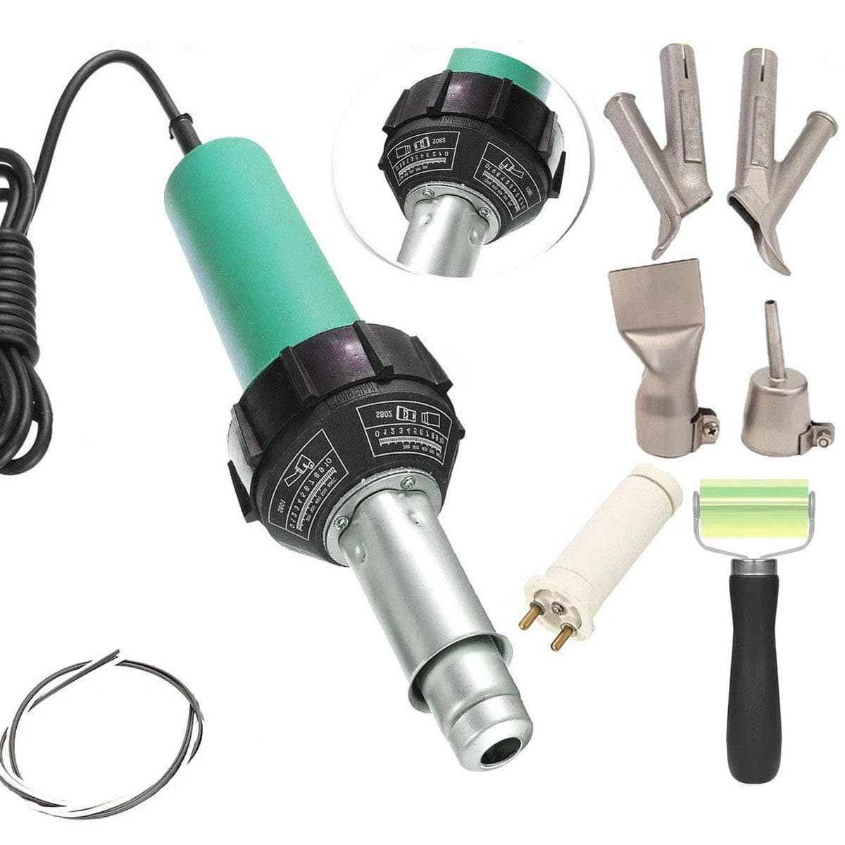 1600W Plastic Welder Hot Air Gun Torch Welding Heat Gun Handhold Rod with Speed Nozzles Pistol Hot Gas Pistol