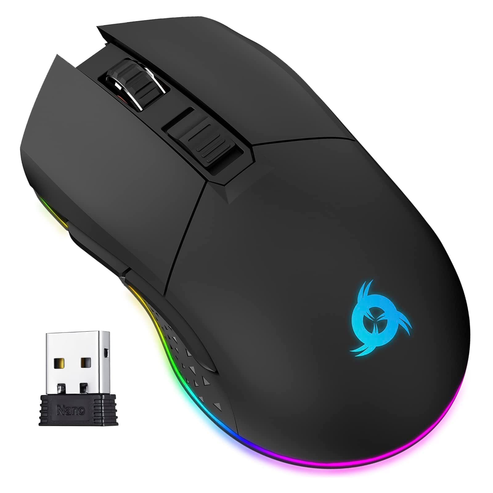 Blaze Rechargeable Wireless Gaming Mouse RGB + High-Precision Sensor and Long-Lasting Battery + 7 Customizable Buttons + Up to 6000 DPI + Wired and Wireless Mouse UK for PC Mac and PS4 New 2022