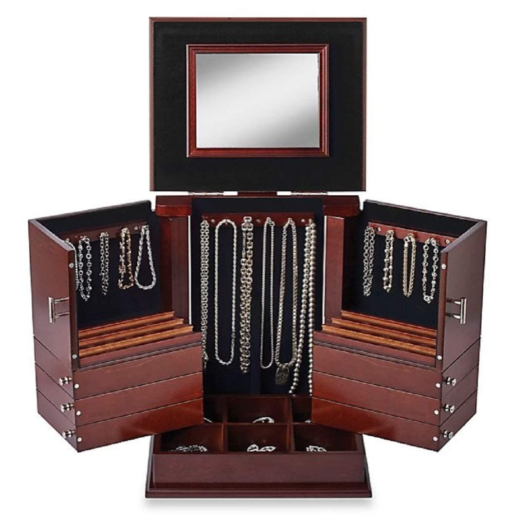 Deluxe Wood Jewelry Organizer in Walnut