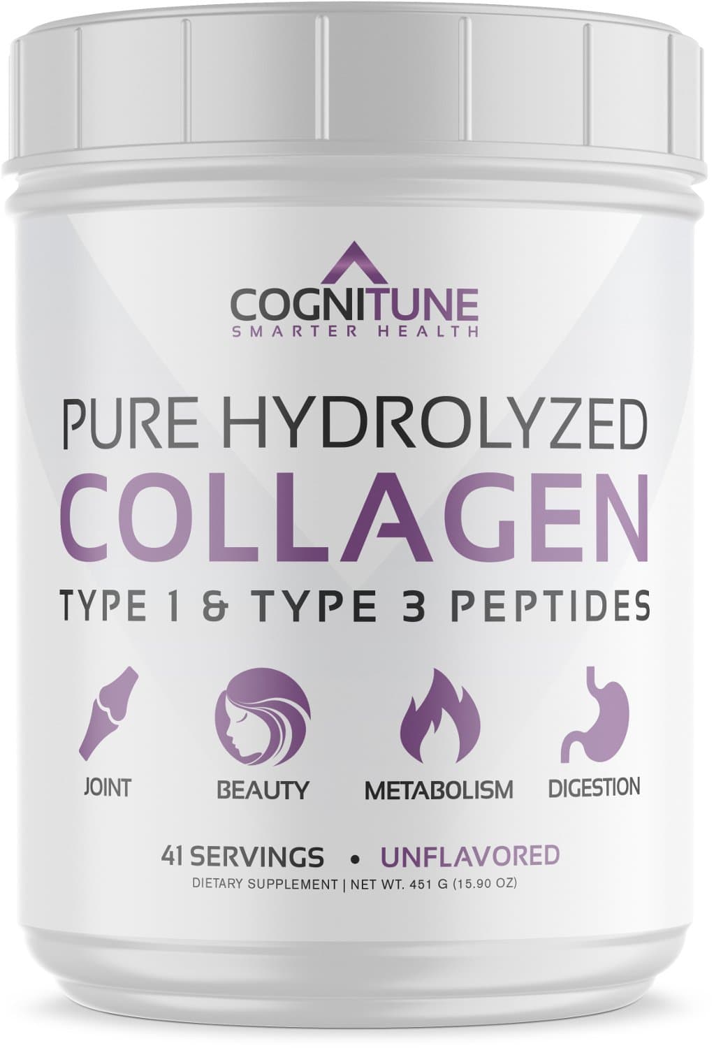 Hydrolyzed Collagen Powder - Pure Unflavored Collagen Protein Powder - Type 1 and 3 Collagen Peptides for Women & Men - Grass Fed, Keto, Gluten Free - Supports Healthy Hair, Skin, Nails - 41 Servings
