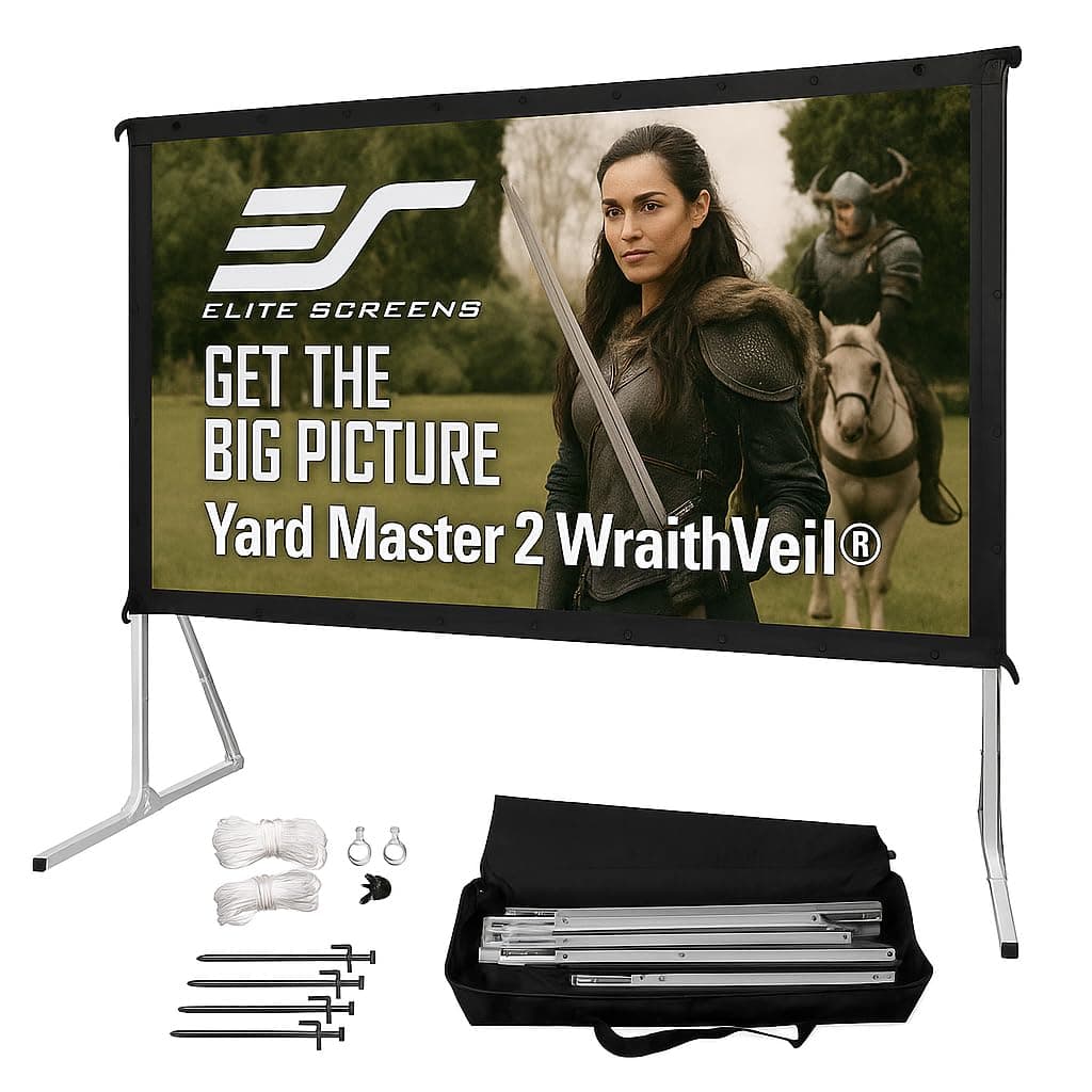 Elite Screens Yard Master 2 WraithVeil Projector Screen 180-INCH 16:9 Front and Rear 4K/8K Ultra HD Active 3D HDR Movie Screen, OMS180H2-DUAL