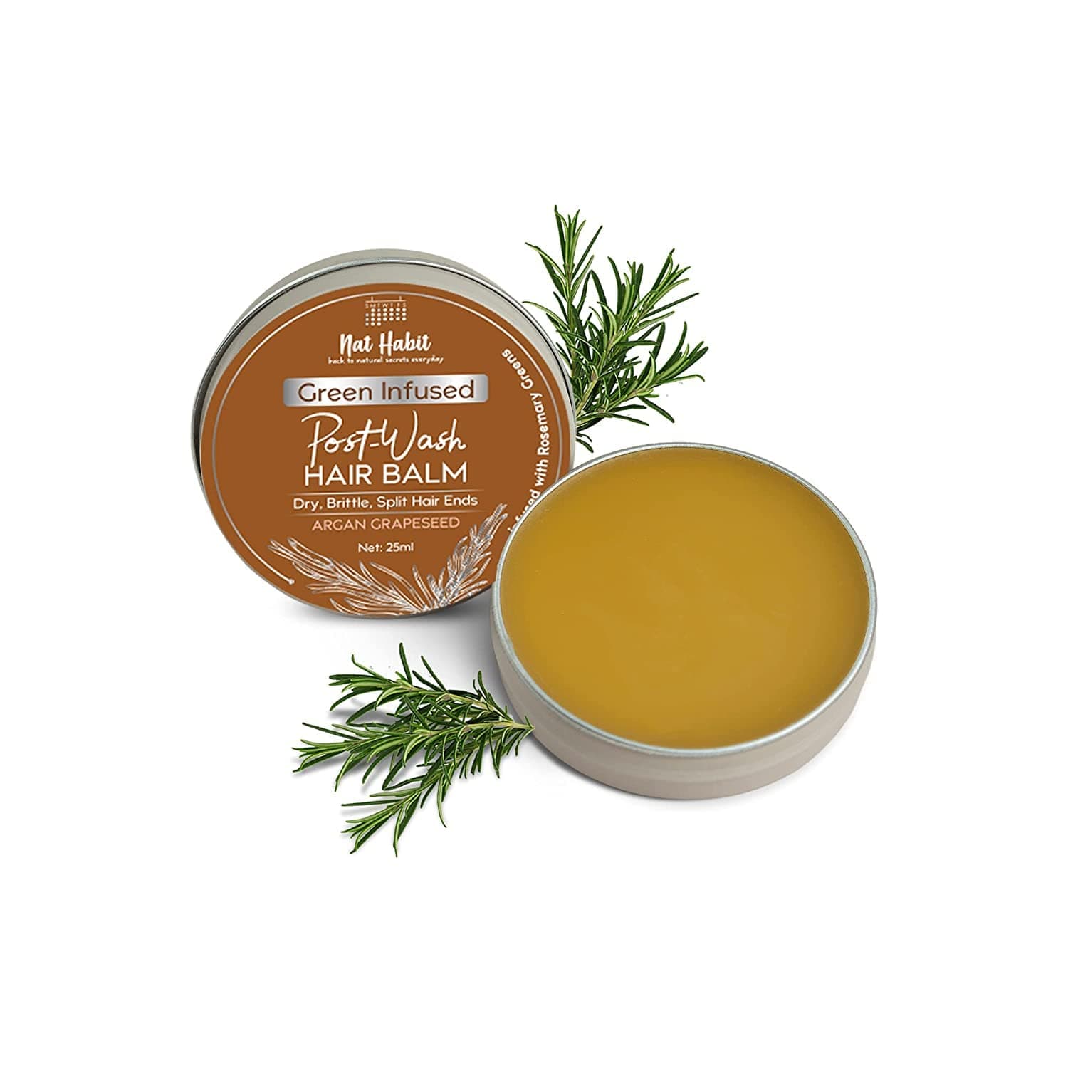 Argan Grapeseed Hair Balm For Men & Women Split Ends, Smoothening, Post Wash Straightening, Conditioning Infused With Rosemary & Oils - (Pack of 1, 25ml)