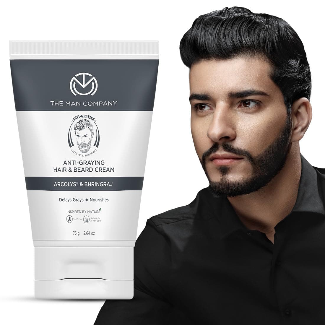 The Man Company Anti-Graying Hair & Beard Cream for Men | Delays Grays | Nourishes | Styles | Boosts Confidence | Toxin-Free | All Hair Types- 75 g
