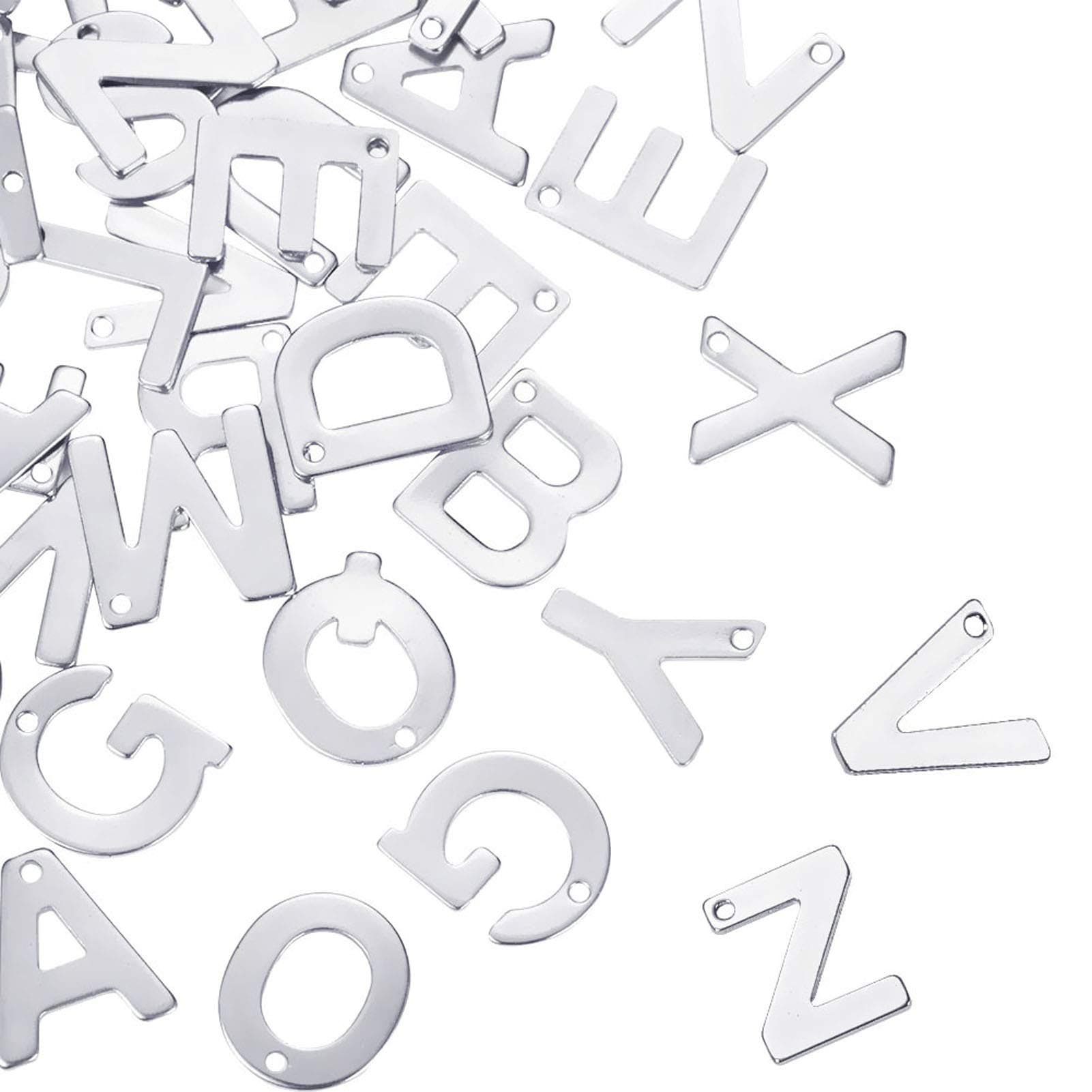 DanLingJewelry 150-200 pcs Random Letter Charms 304 Stainless Steel Mixed Alphabet A-Z Charms Assorted for Jewelry Making and DIY