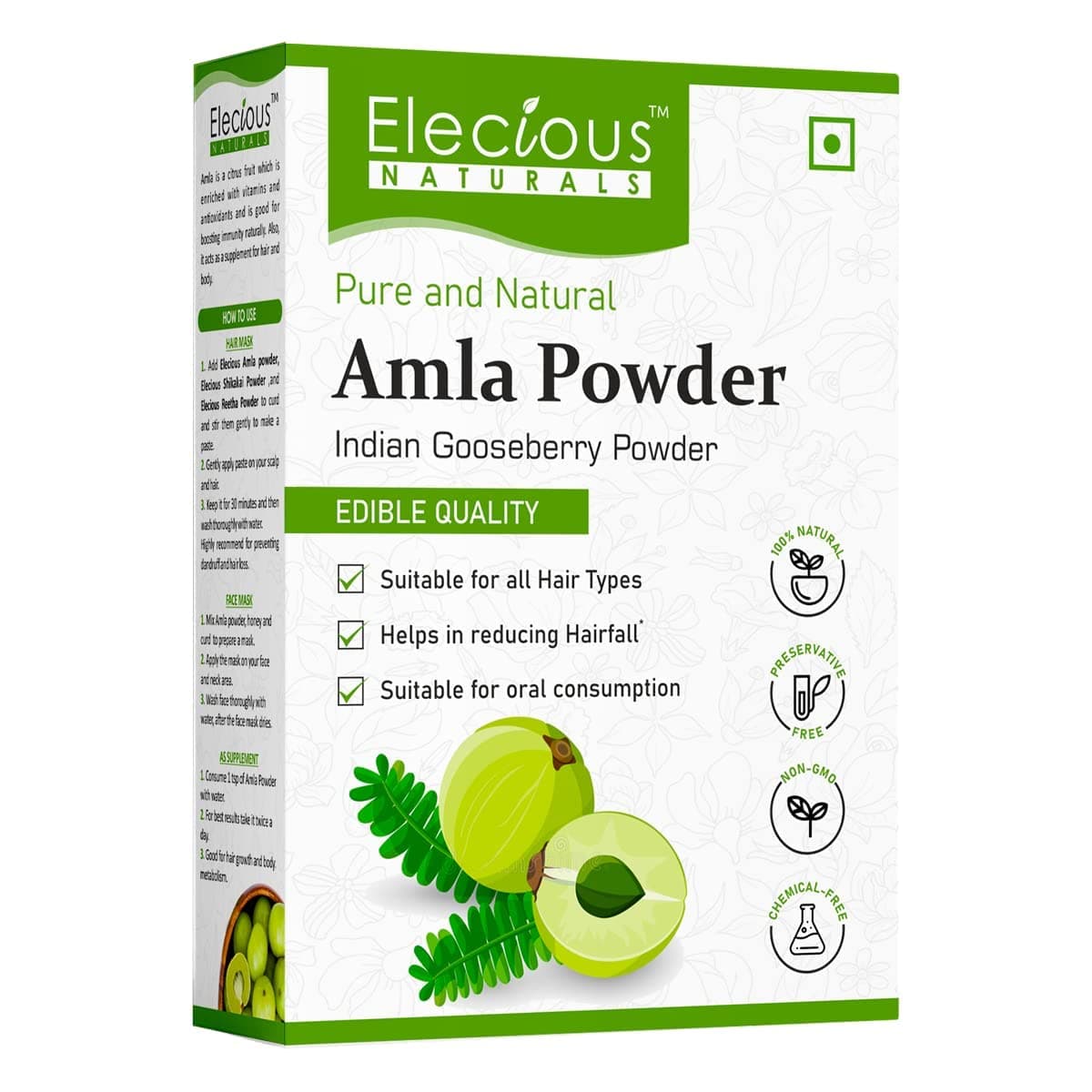 Amla Indian Gooseberry Powder for Hair Growth of All Hair Type, Black Color, Drinking & Eating Not Tested on Animals, Hypoallergenic, Natural Ingredients Unscented 250gm