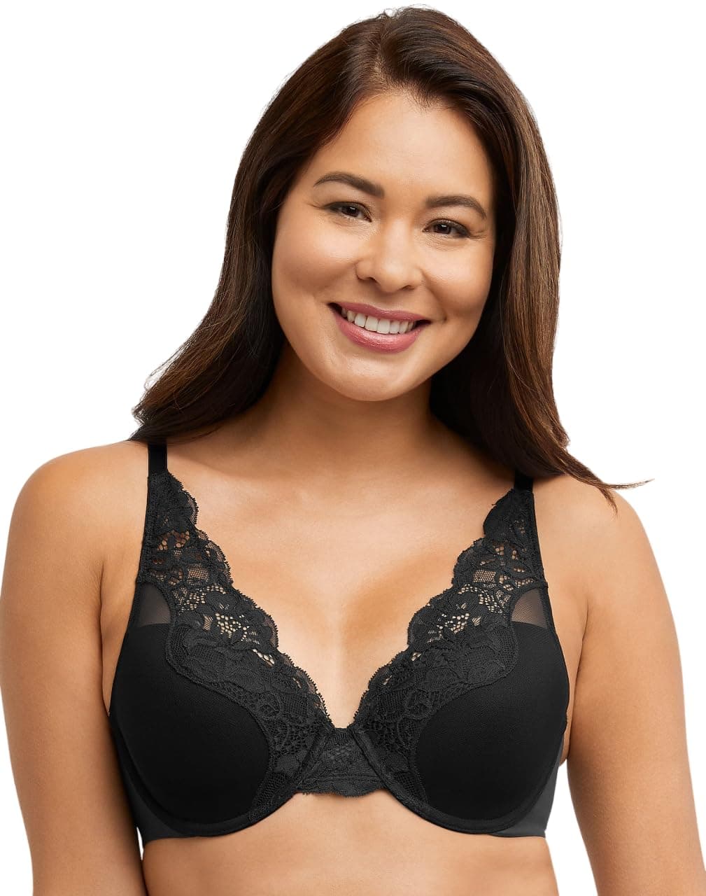 Bali Women's Lace Underwire Bra, One Smooth U Comfort Stretch Full-Coverage Lace Bras for Women, Convertible