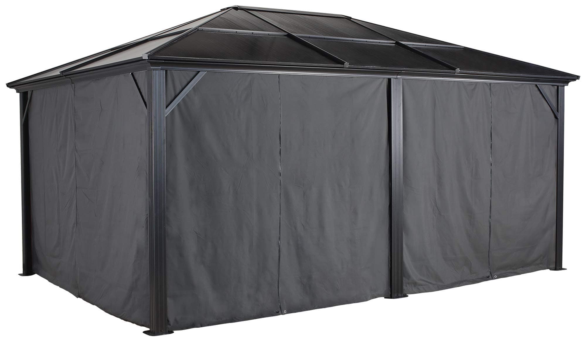 Sojag135-4154917 Spun Polyester Gazebos Curtains for Meridian Hard Top Sun Shelter, 12' x 16', Grey