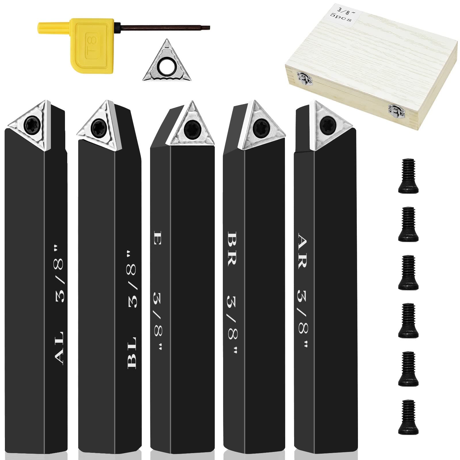 3/8" Indexable Carbide Turning Inserts Holder Set