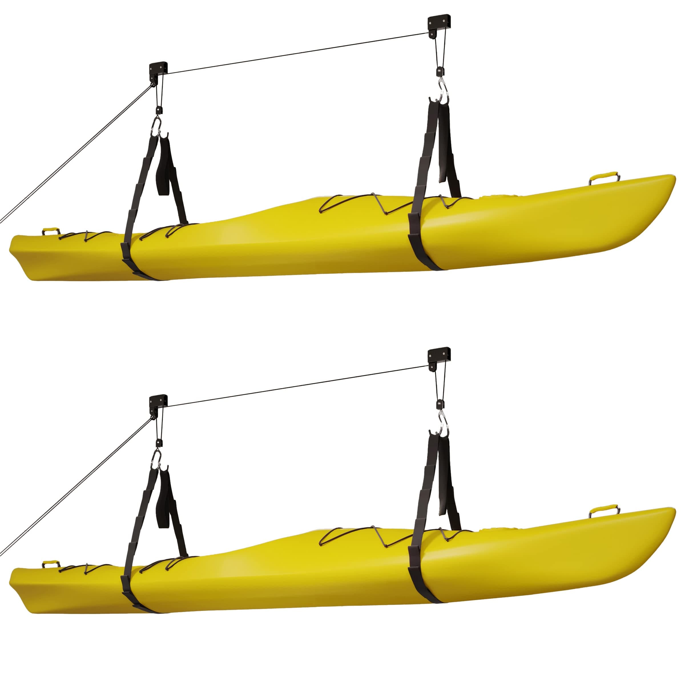 Kayak Hoist 2-Pack Quality Garage Storage Canoe Lift with 125 lb Capacity Even Works as Ladder Lift Premium Quality Pulley System