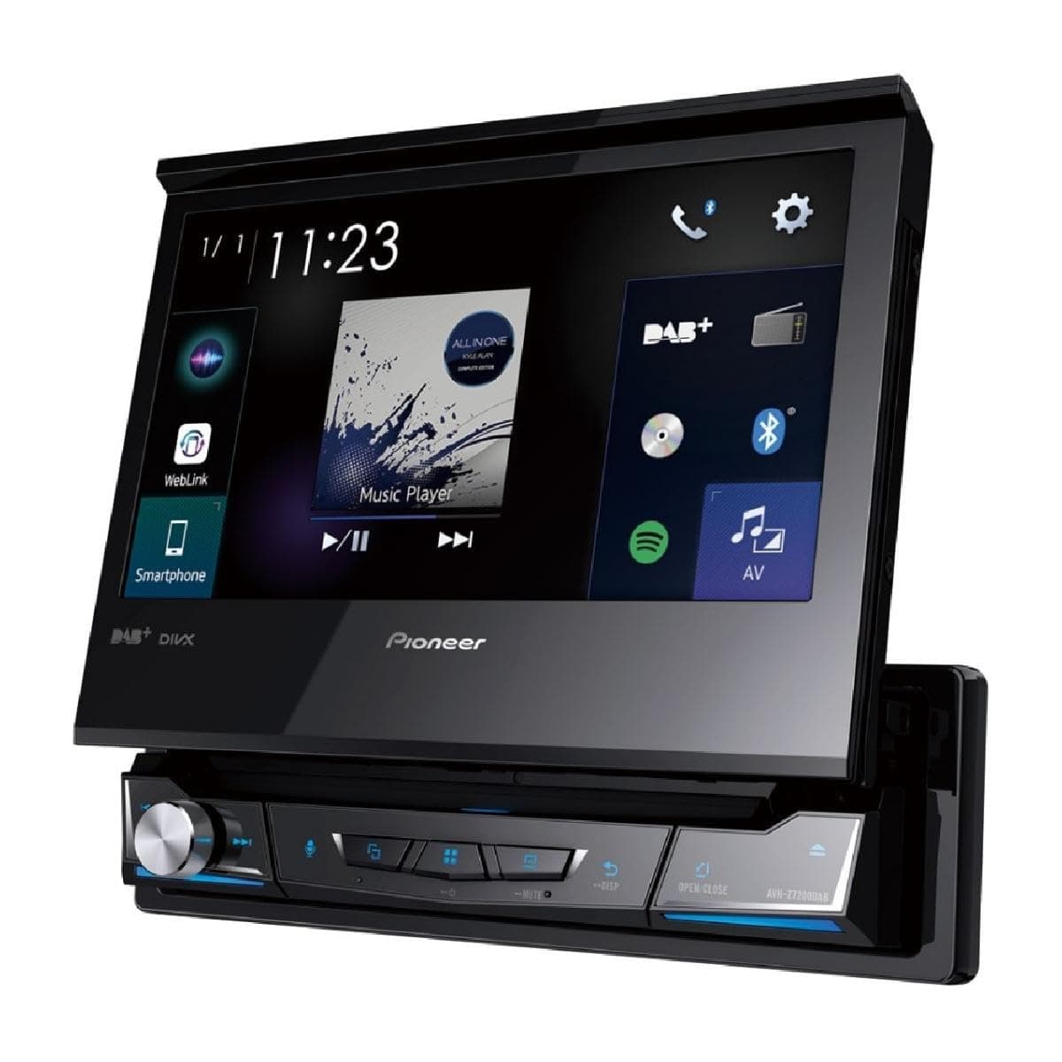 Pioneer AVH-Z7200DAB 1-DIN Multimedia Player, Fold-Out 7-Inch ClearType Touch Screen, Smartphone Connection, Apple Car Play, Android Car, USB, Bluetooth, 13-Band Graphics Equaliser