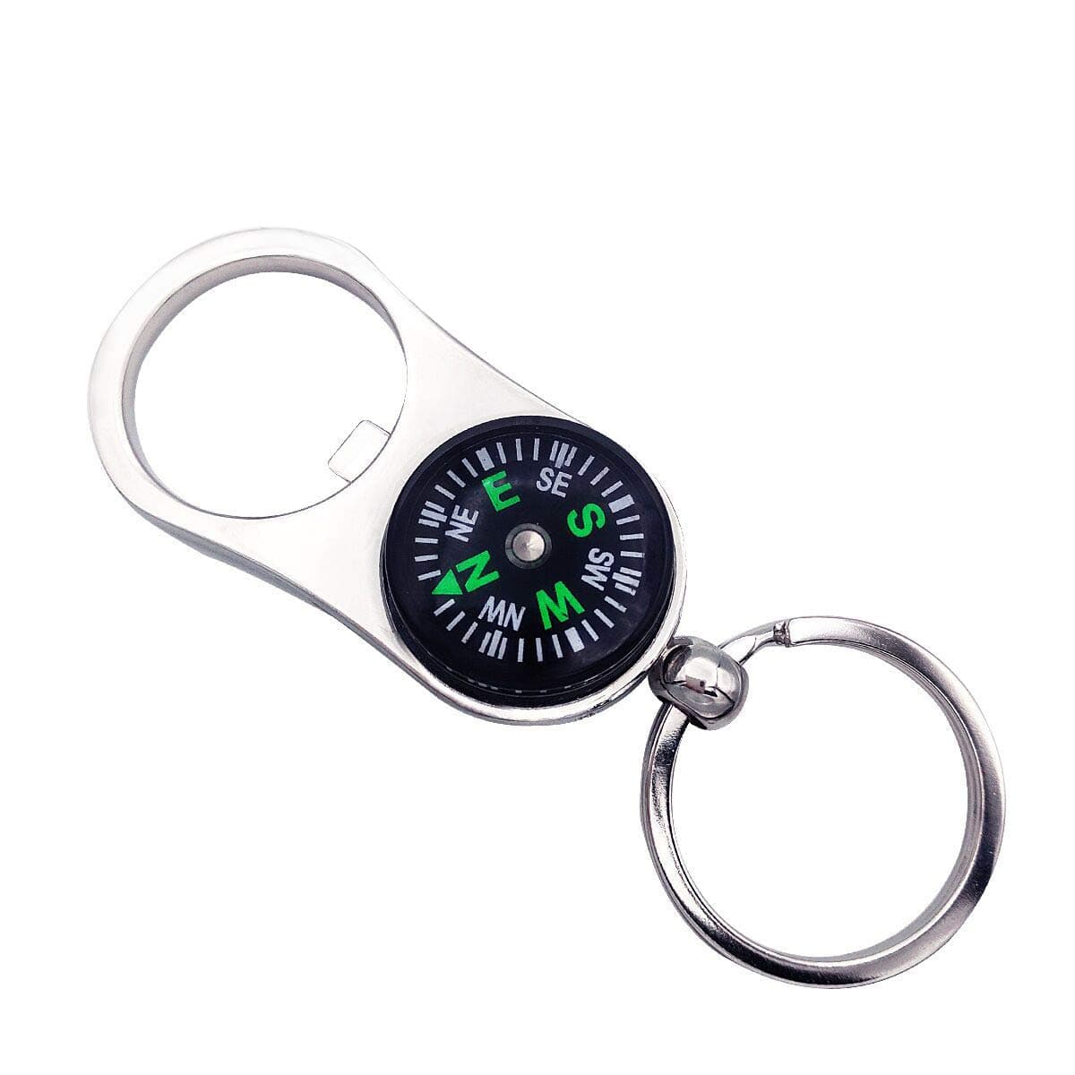 Heavy Duty Stainless Steel Key Chain with Bottle Opener and Compass