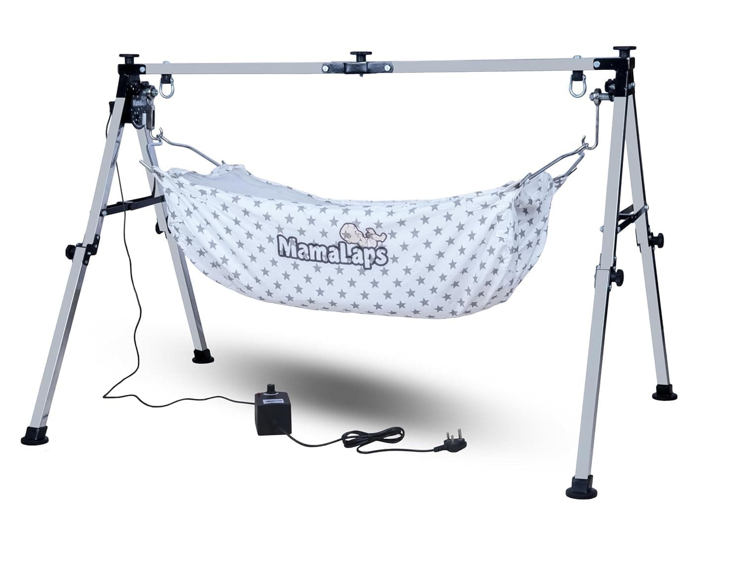 MamaLaps Stainless_Steel Automatic Nri Baby Cradles | Ss Folding Autoswing Cradle | Mild Steel Automatic Ghodiyu (Stainless Steel)