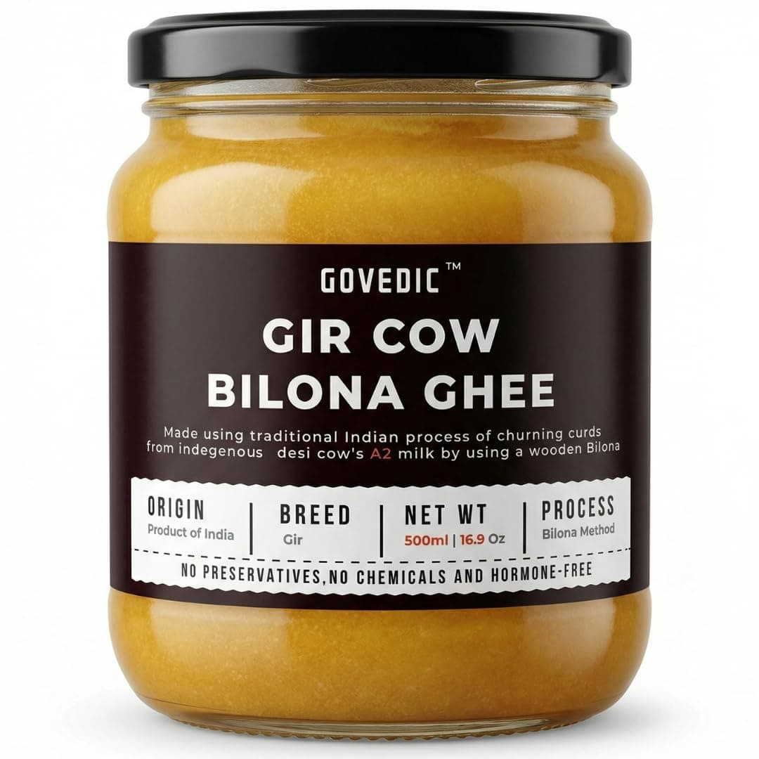 - A2 Ghee – Grass Fed Clarified Butter, Gir Cow Bilona Ghee – 16.9 oz | Pure Indian Ghee for Cooking, Keto, Paleo, High Smoke Poin by Govedic