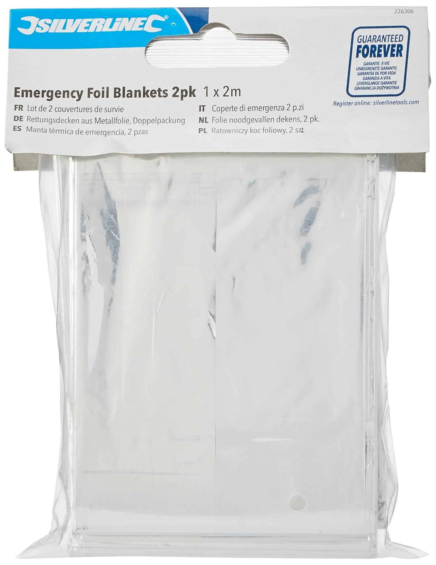 Silverline 226306 Emergency Blanket 2pk 1m x 2m