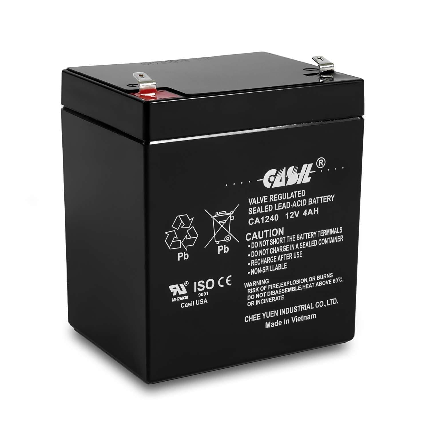 CA1240 12V 4Ah SLA Rechargeable Alarm Battery – Sealed Lead Acid (Maintenance‑Free, F1 Terminal) Compatible with Ademco Vista, Honeywell, DSC, ADT & Security Panels