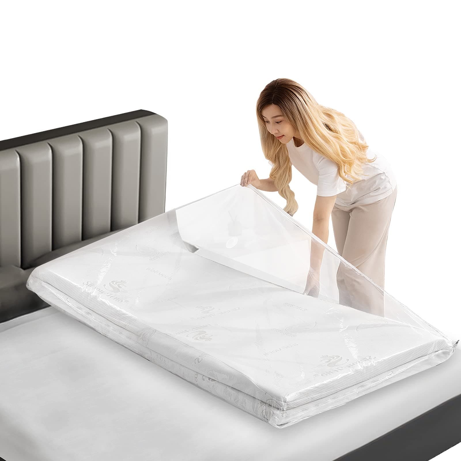 Esoes Extra Large Vacuum Storage Bags for Mattress Duvets, 180x85cm Mattress Vacuum Storage Bags - Waterproof, Sealable with Zipper, Reusable, No Vacuum Pump