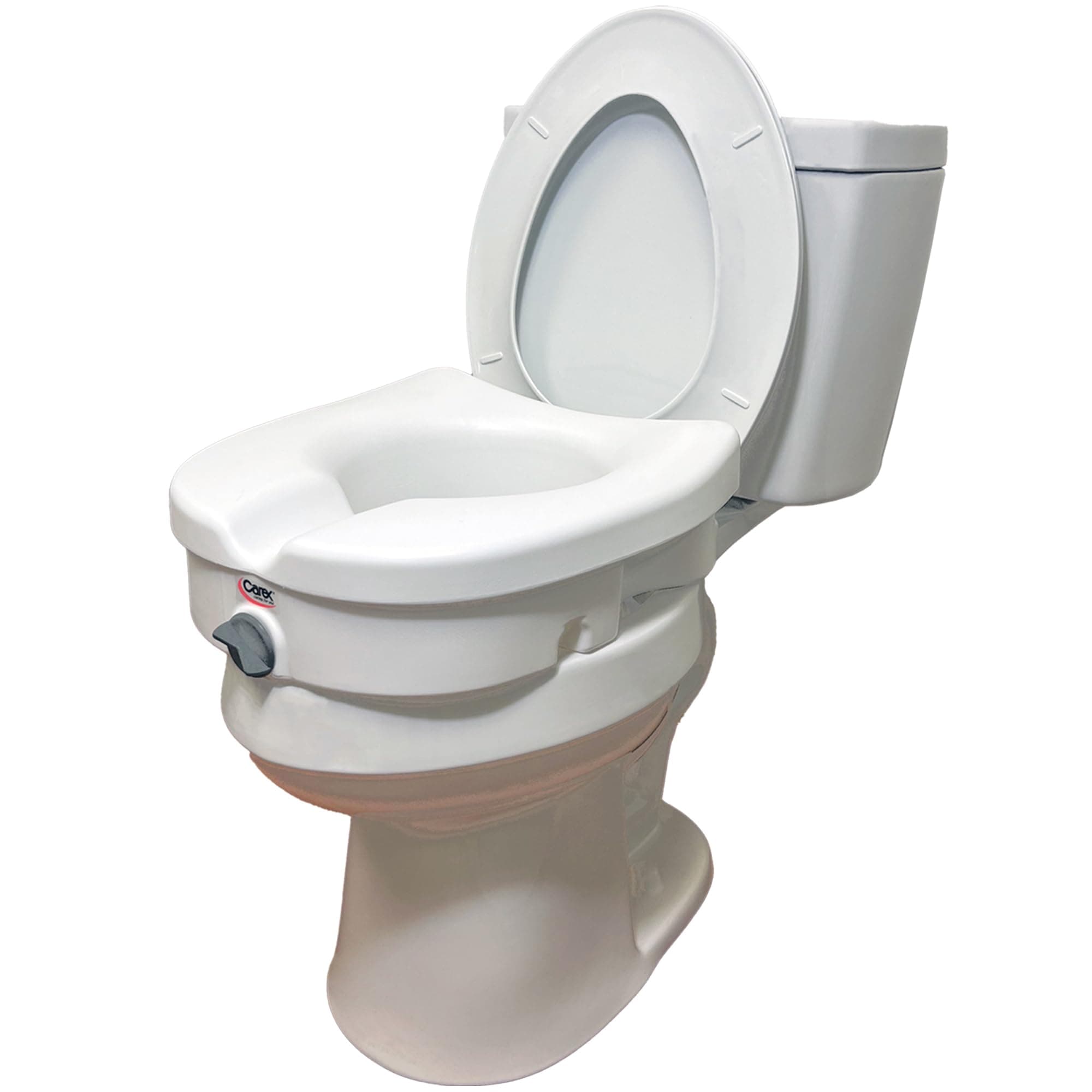 Carex Health Brands Carex E-Z Lock Raised Toilet Seat, Adds 5 Inches to Toilet Height, Elderly and Handicap Toilet Seat with Handles