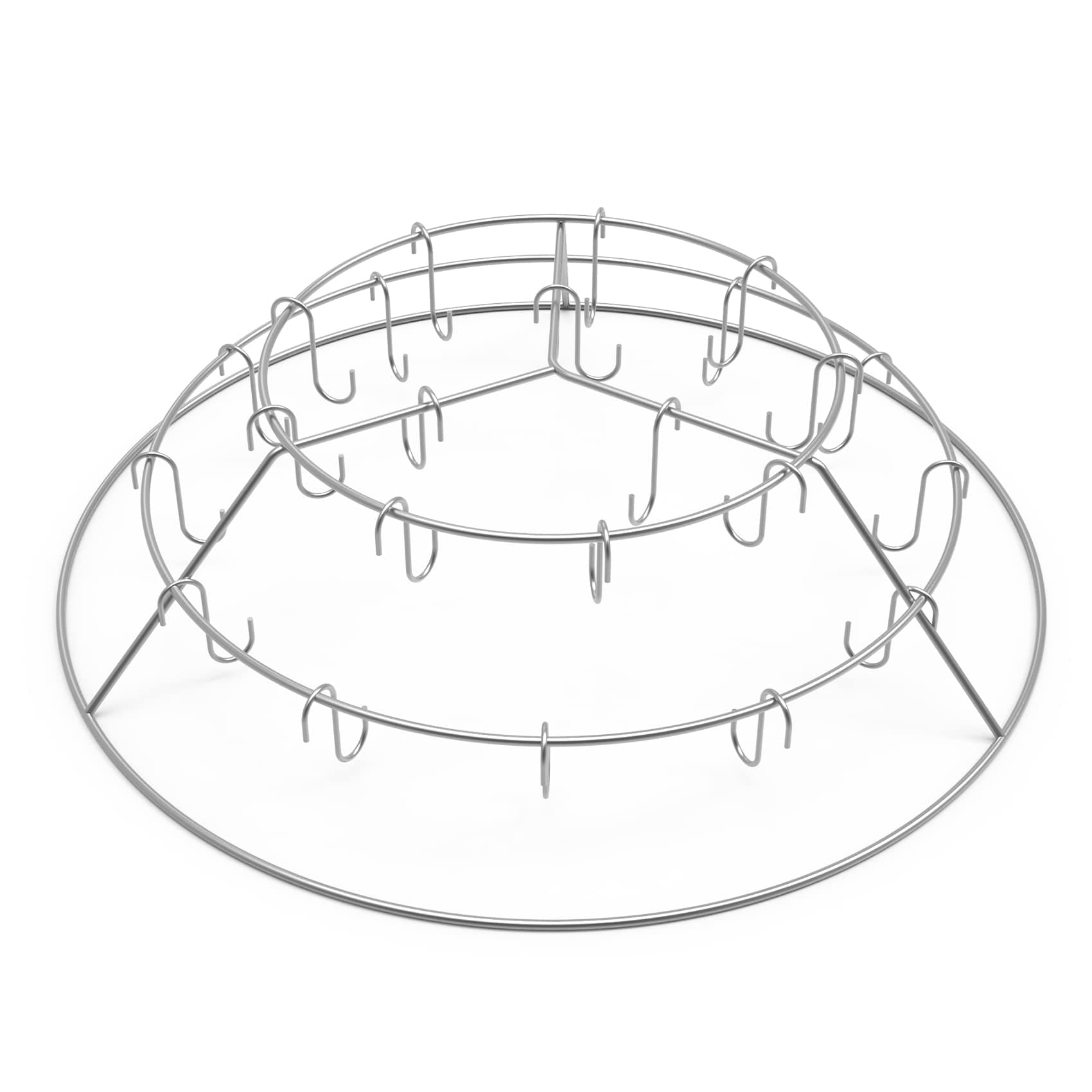 Onlyfire Rib Hanging System, Stainless Steel 3-Tier Rib Hanger with Removable Cooking Hooks, Barbecue Cooking Accessories for Weber 22 inch Smokey Mountain Cooker & Weber 22 inch Kettle Grill