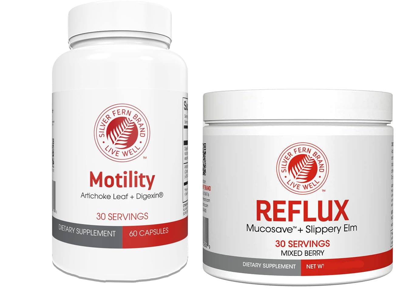 Silver Fern Brand Slow Motility+ Kit – Digestive Support Bundle – 30-Day Supply – Berry Flavor Powder, Capsules – Artichoke Leaf, Okra, Ashwagandha, MucoSave – No Artificial Ingredients – Made in USA