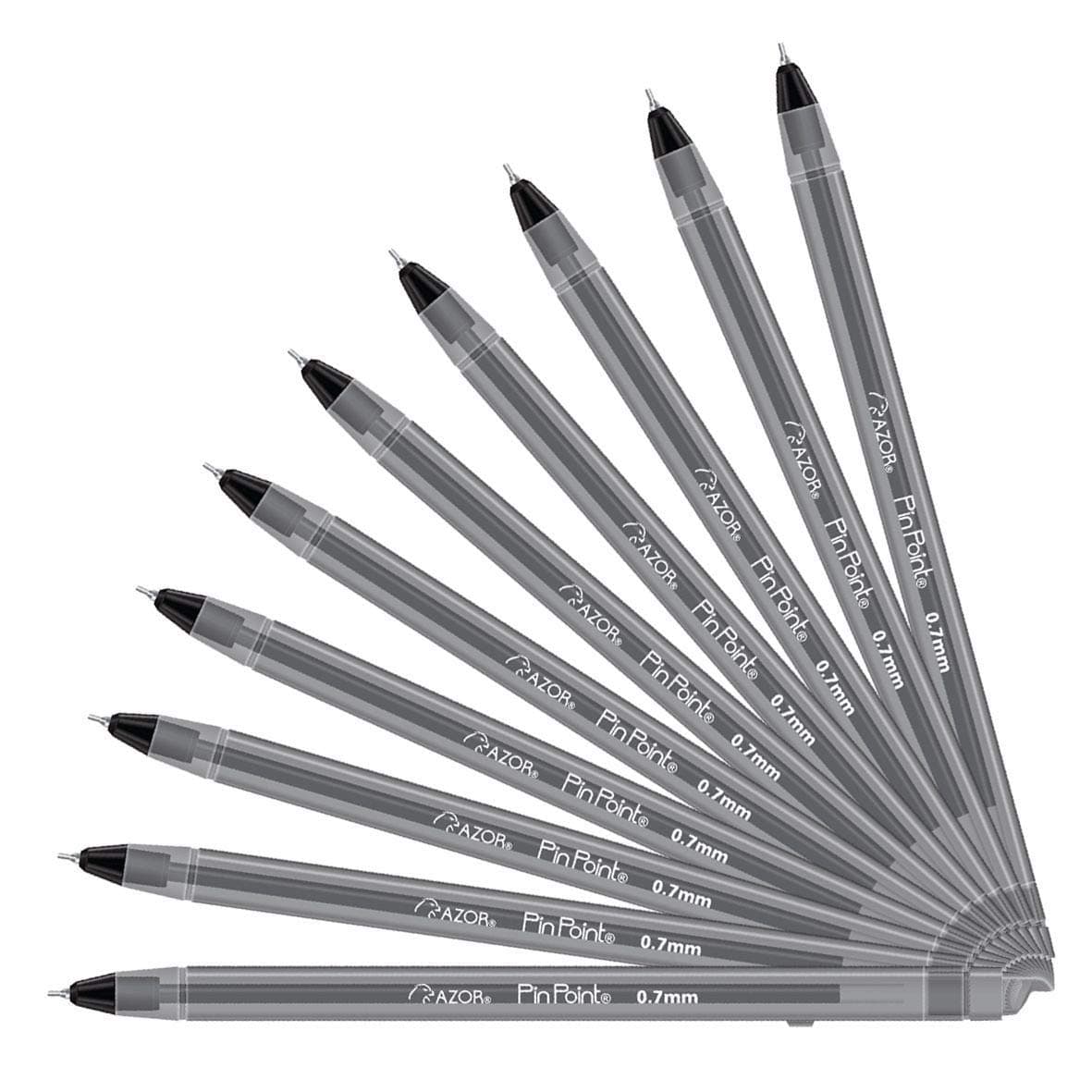 Pin Point Black Fine Point Writing Pens 0.7mm Ballpoint Pens – Pack of 12
