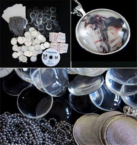 Instant Photo Jewelry Silver Glass Pendant Business Kit