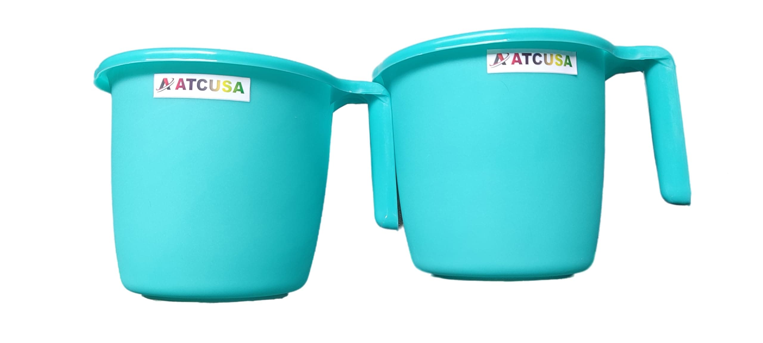 Indian Plastic Bathroom Bath Accessory Set of 2 Mugs - 1.5 Litre Each Bathing Dabba, Certified Water Mug - Assorted Colors