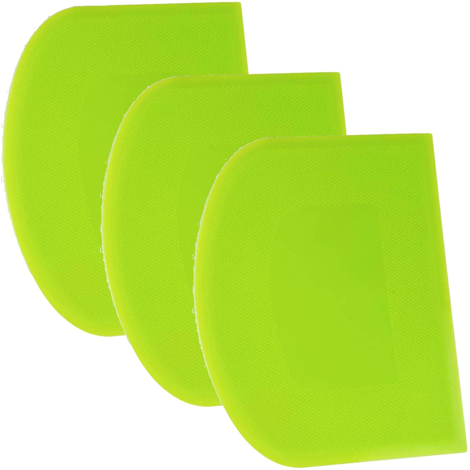 Dough Scraper Bench Scraper - 3P 7.1x4.9" Plastic Flexible Bowl Scraper, Sharp Edge & Angles Cake Scraper. Non-Slip Bakeware Decorating Tools Sculpting & Modeling Tools - Pure Green