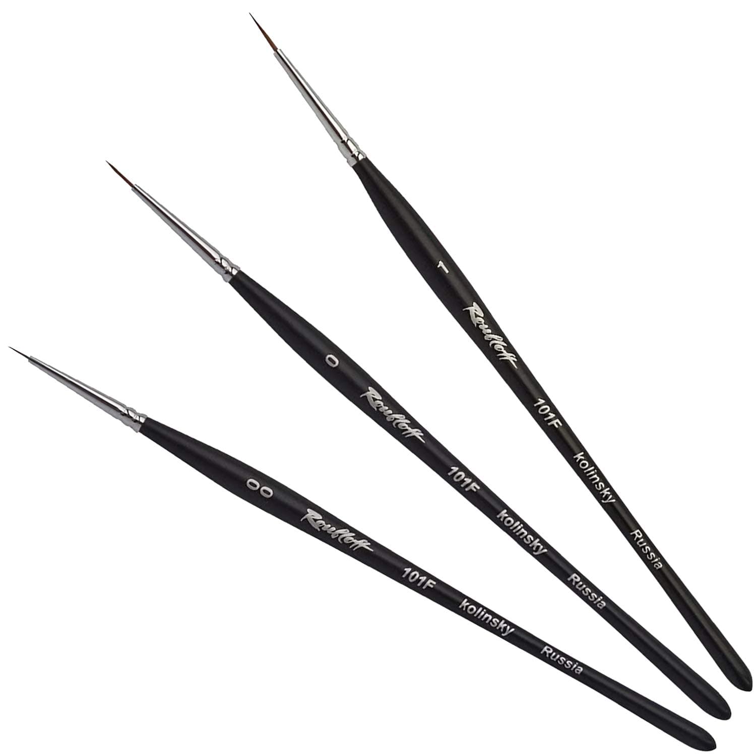 Professional Kolinsky Sable - Thin Detail Nail Art Brush Set - Roubloff / Size: 00 / 0 / 1