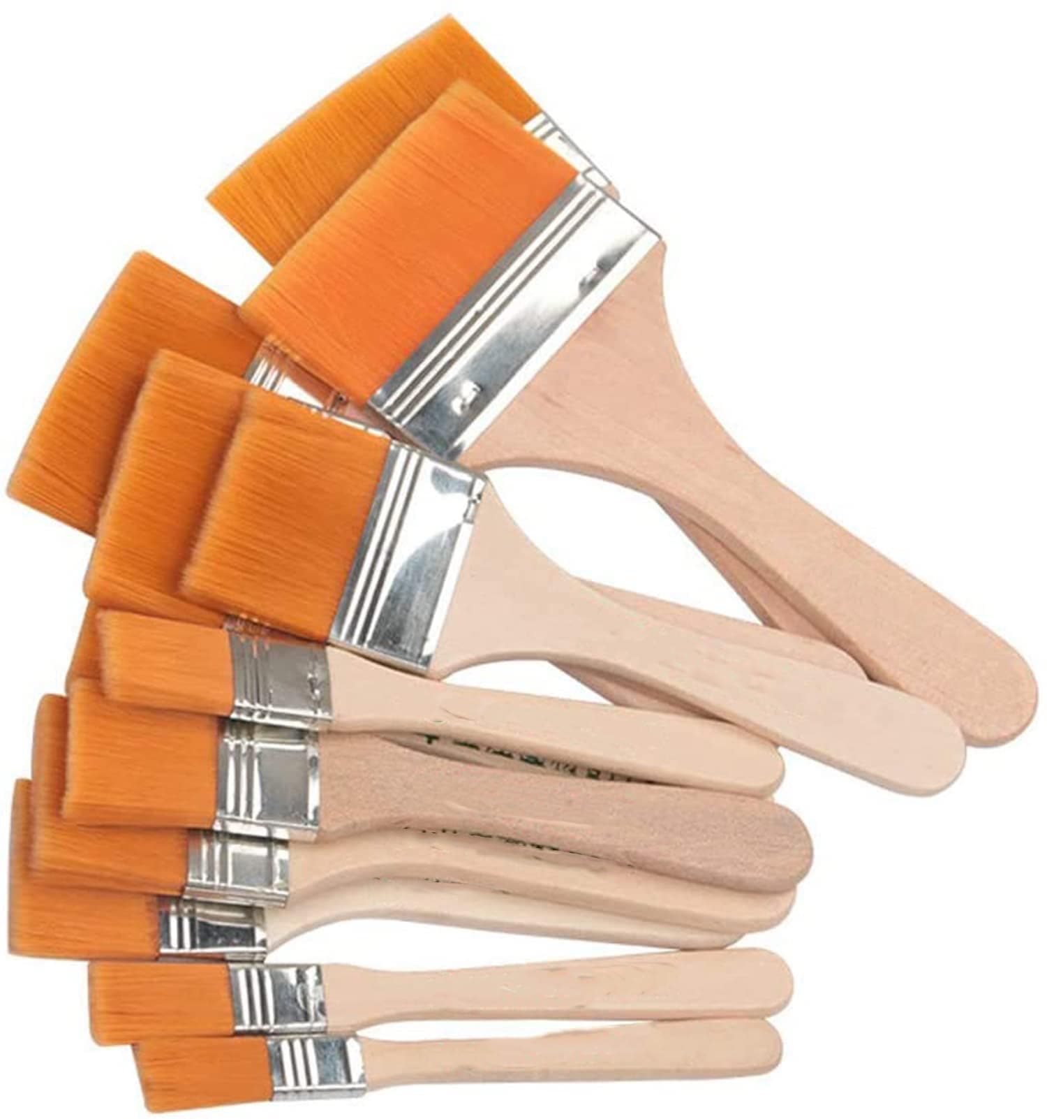 Oil Painting Brush 12pcs / Set, Flat Nylon Hair Wooden Penholder Barbecue Brush Paint Brushes Art Supplies Watercolor Oil Painting Varnish Supply Brush Brushes Tools