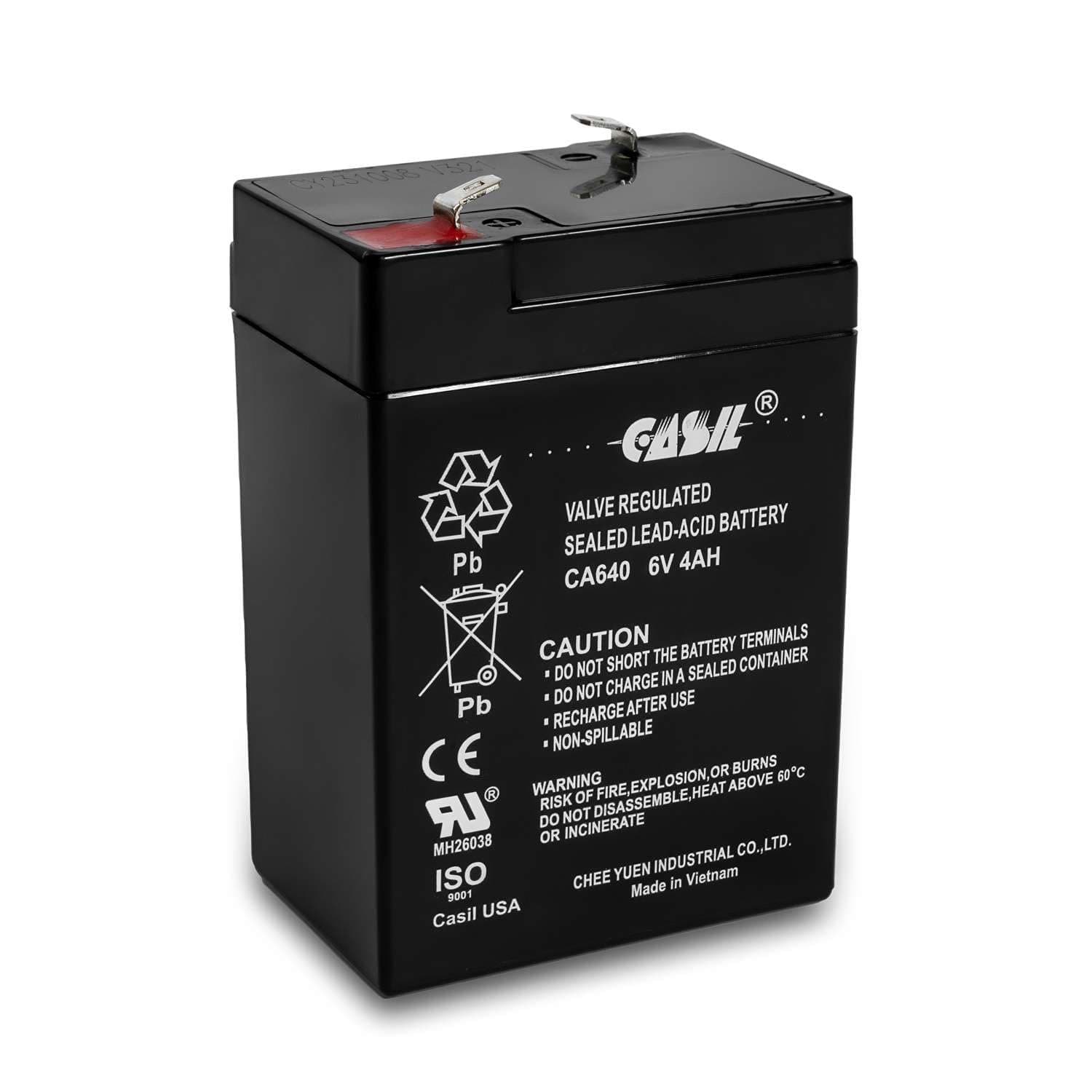 Casil 6V 4Ah SLA Battery – Rechargeable Sealed Lead Acid AGM – F1 Terminal – Replacement for Power Wheels, Deer Feeders, Emergency Lights, Exit Signs, Security Systems