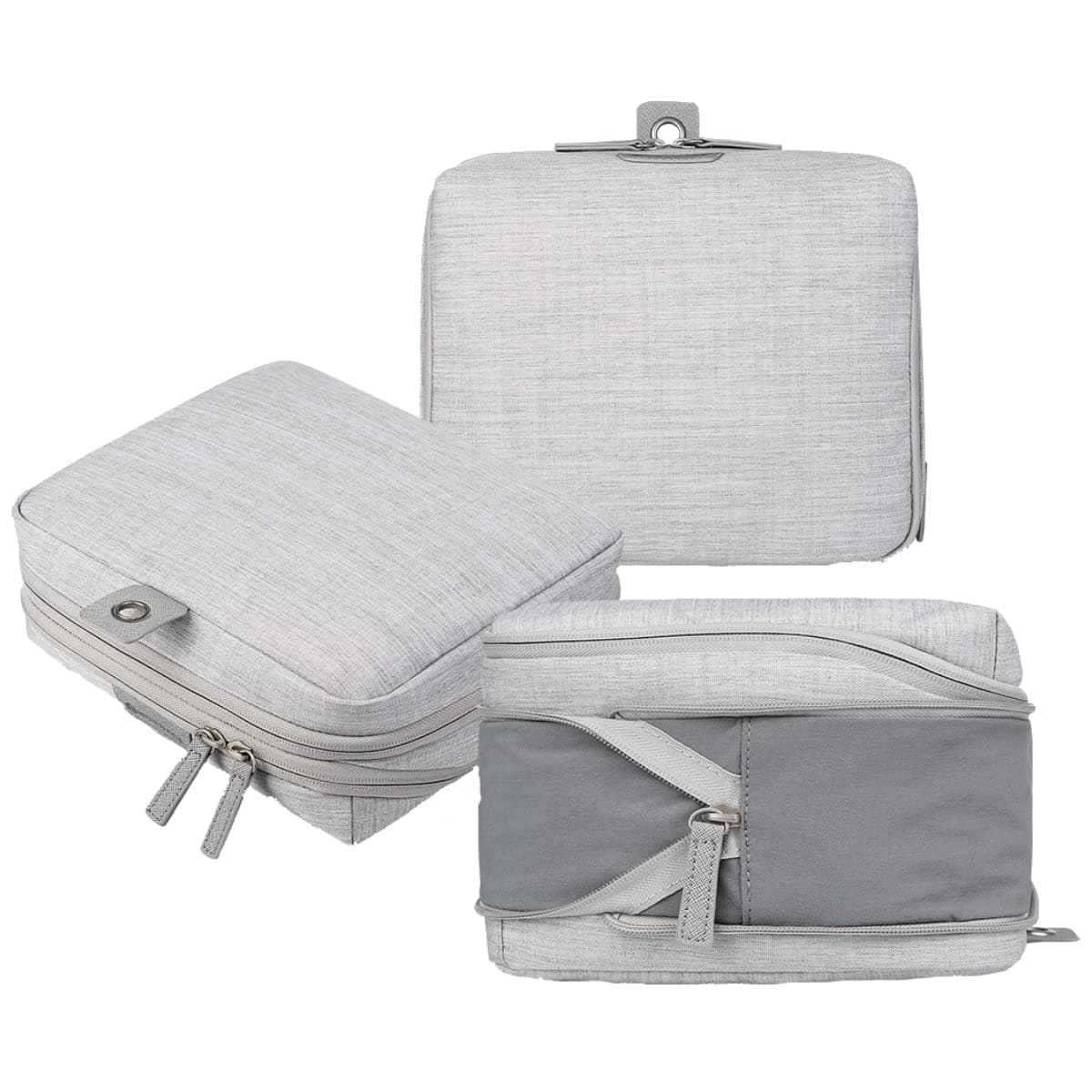 Nordace Travel Packing Organizers Set for Men and Women - 2x Packing Cubes & 1x Wash Pouch - Durable & Water Resistant (Light Gray)