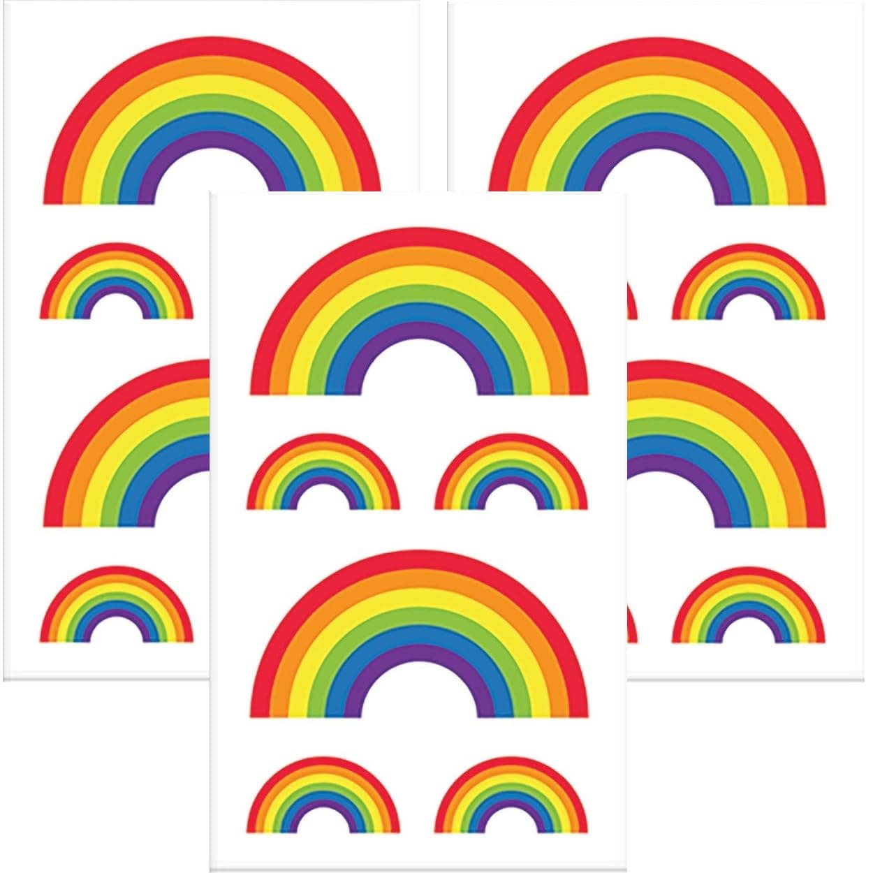 Playhouse Pack of Three Perforated Sticker Half-Sheets for Crafts, Trading & Collecting - Classic Rainbows