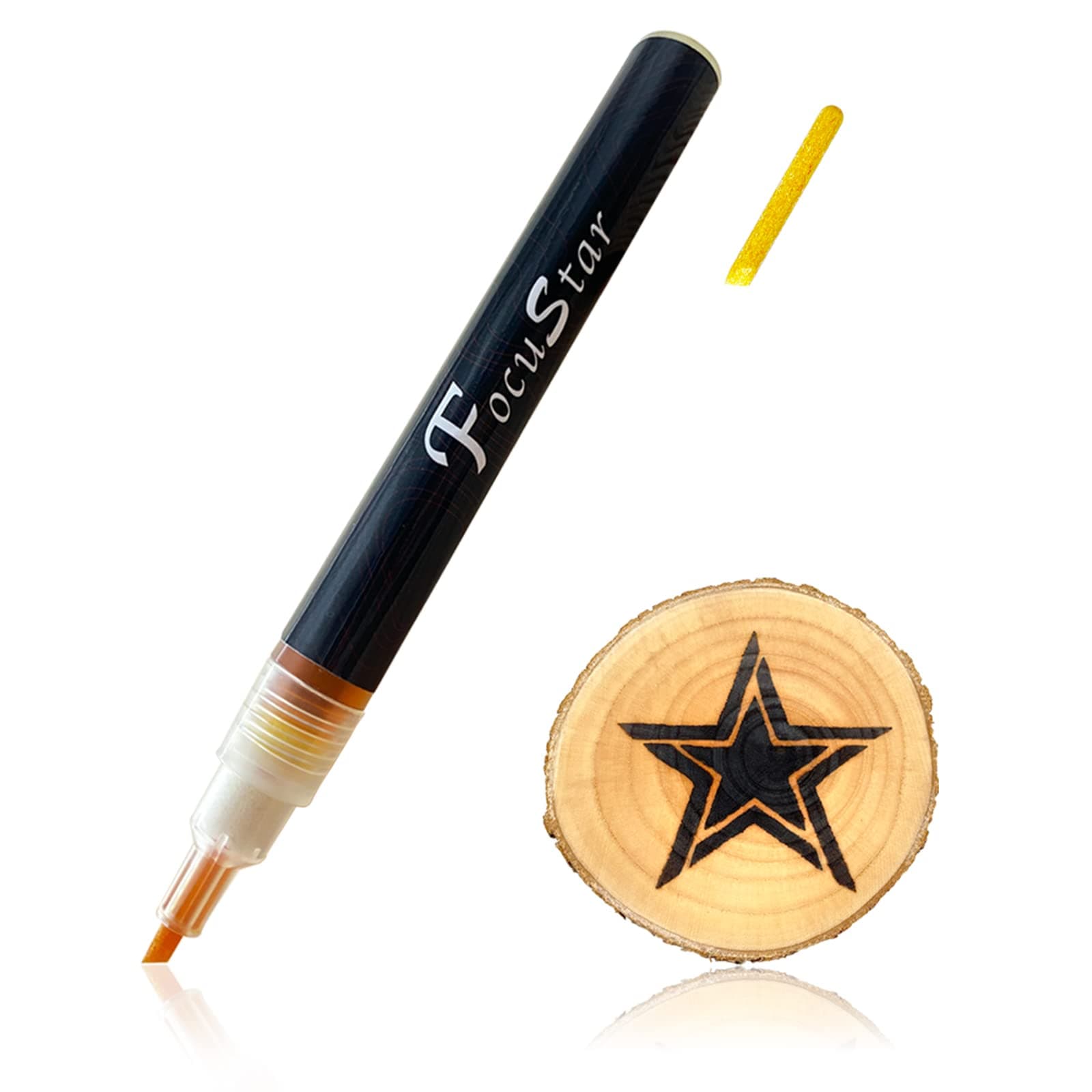 FocuStar Wood Burning Pen Tool - Scorch Pen Marker for Crafting & Stencil Wood Burning, Chemical Wood Burner Set with Oblique Tip and Bullet Tip, Accurately & Easily Burn Designs on Wood