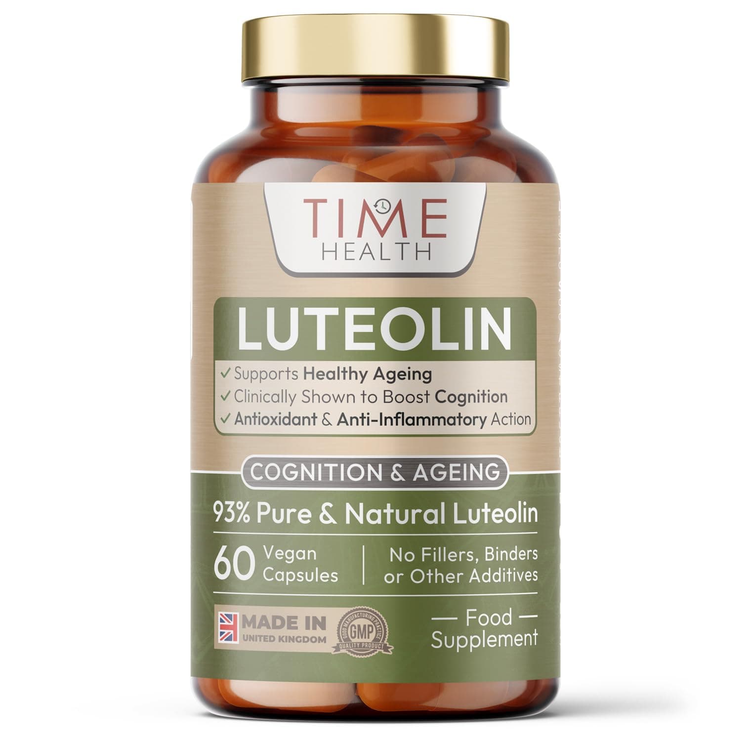 Luteolin - Standardised to 93% Purity - Supports Cognitive Health & Longevity - GMP Standards - UK Made - Vegan - 60 x 100mg Capsules
