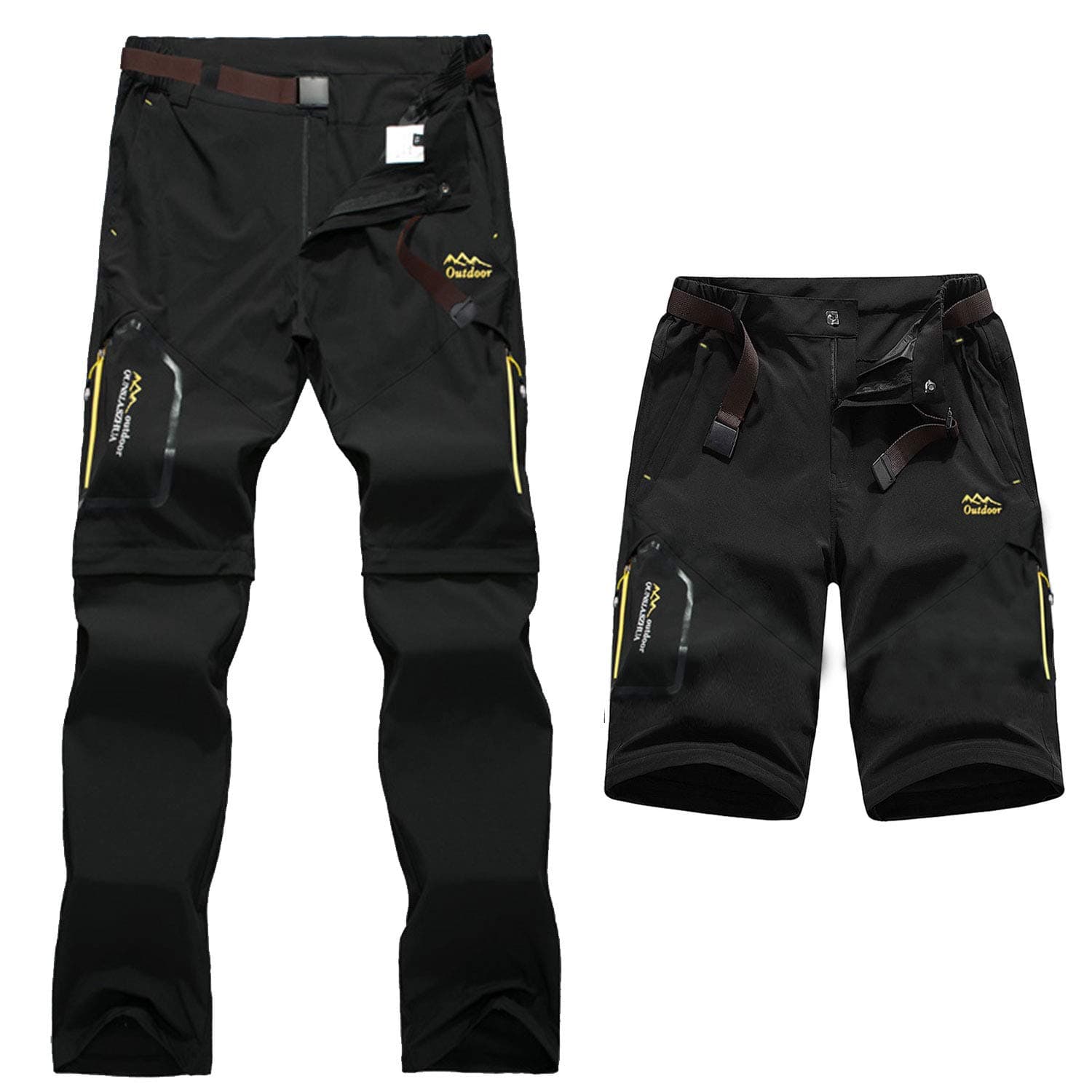 Mens Zip Off Convertible Quick Dry Hiking Trousers Breathable Lightweight Outdoor Casual Climbing Walking Trousers